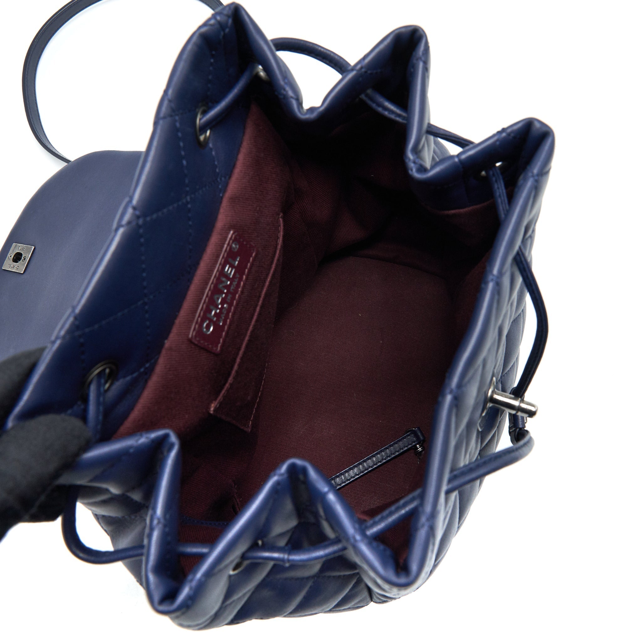 QUILTED BACKPACK NAVY BLUE RUTHENIUM SHW