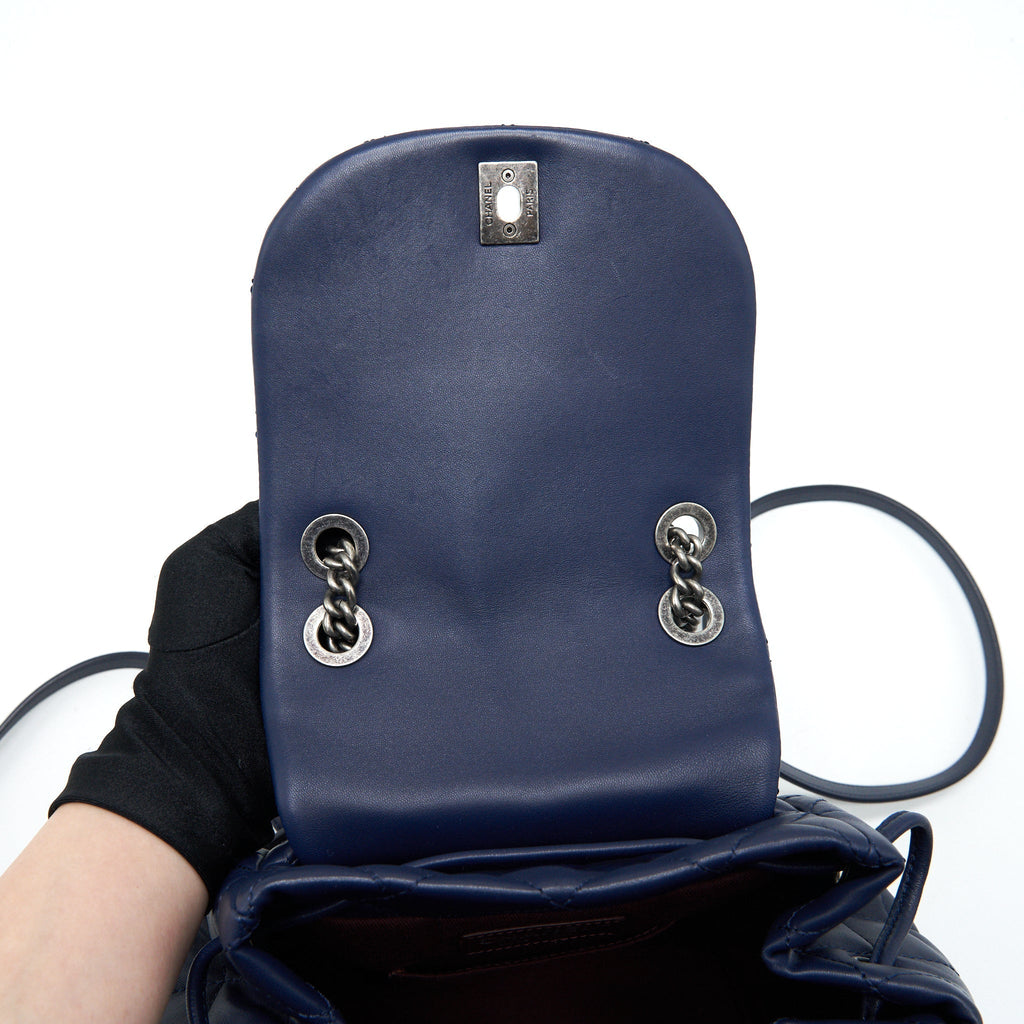 QUILTED BACKPACK NAVY BLUE RUTHENIUM SHW