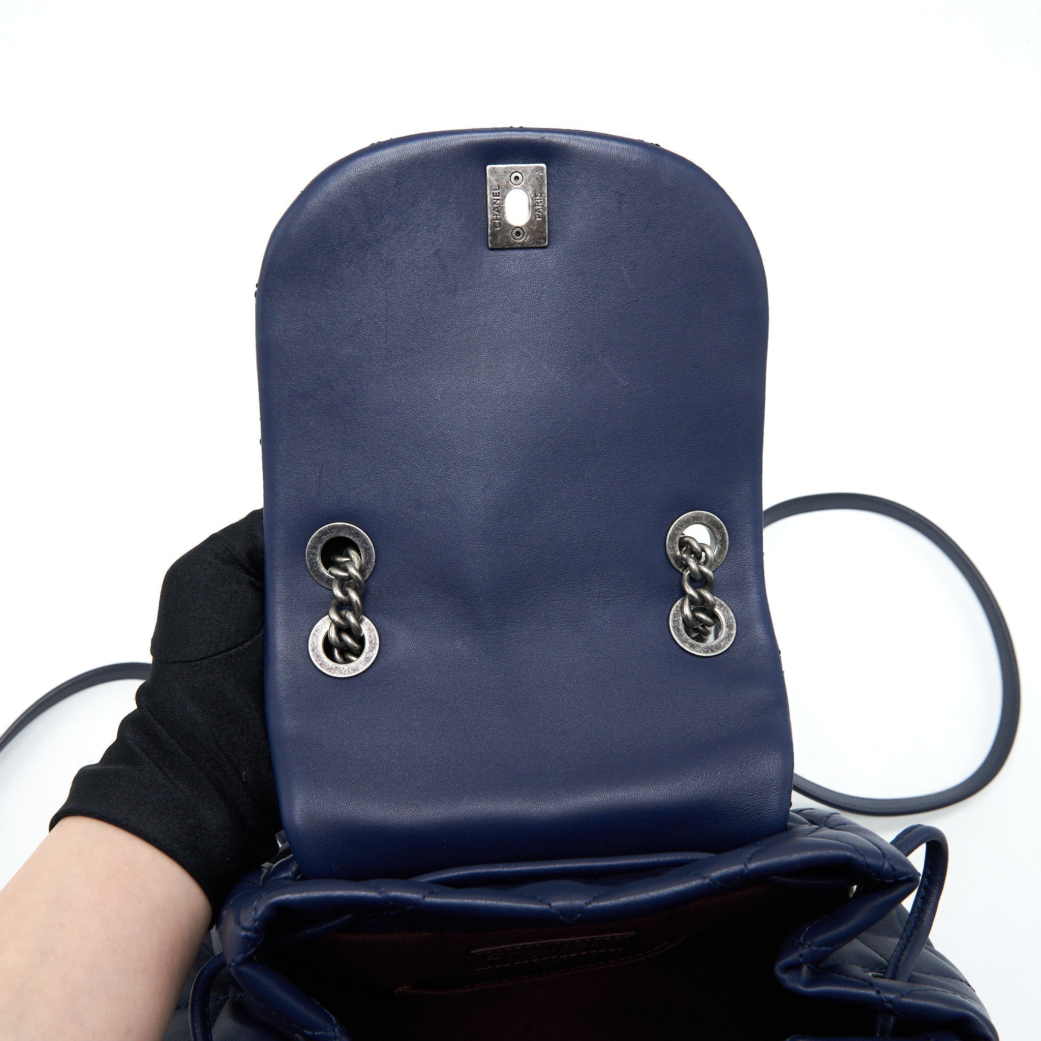 QUILTED BACKPACK NAVY BLUE RUTHENIUM SHW