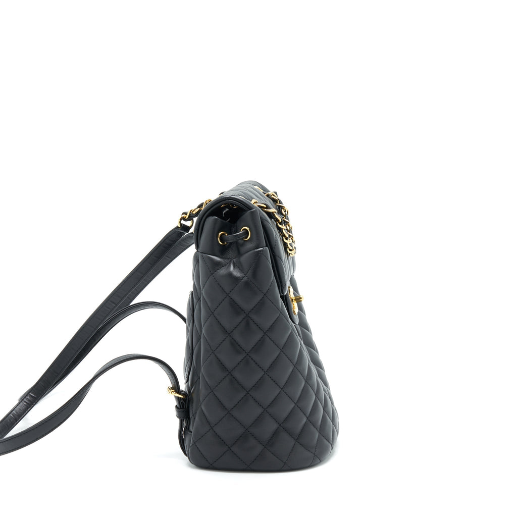 QUILTED BACKPACK CALFSKIN BLACK GHW