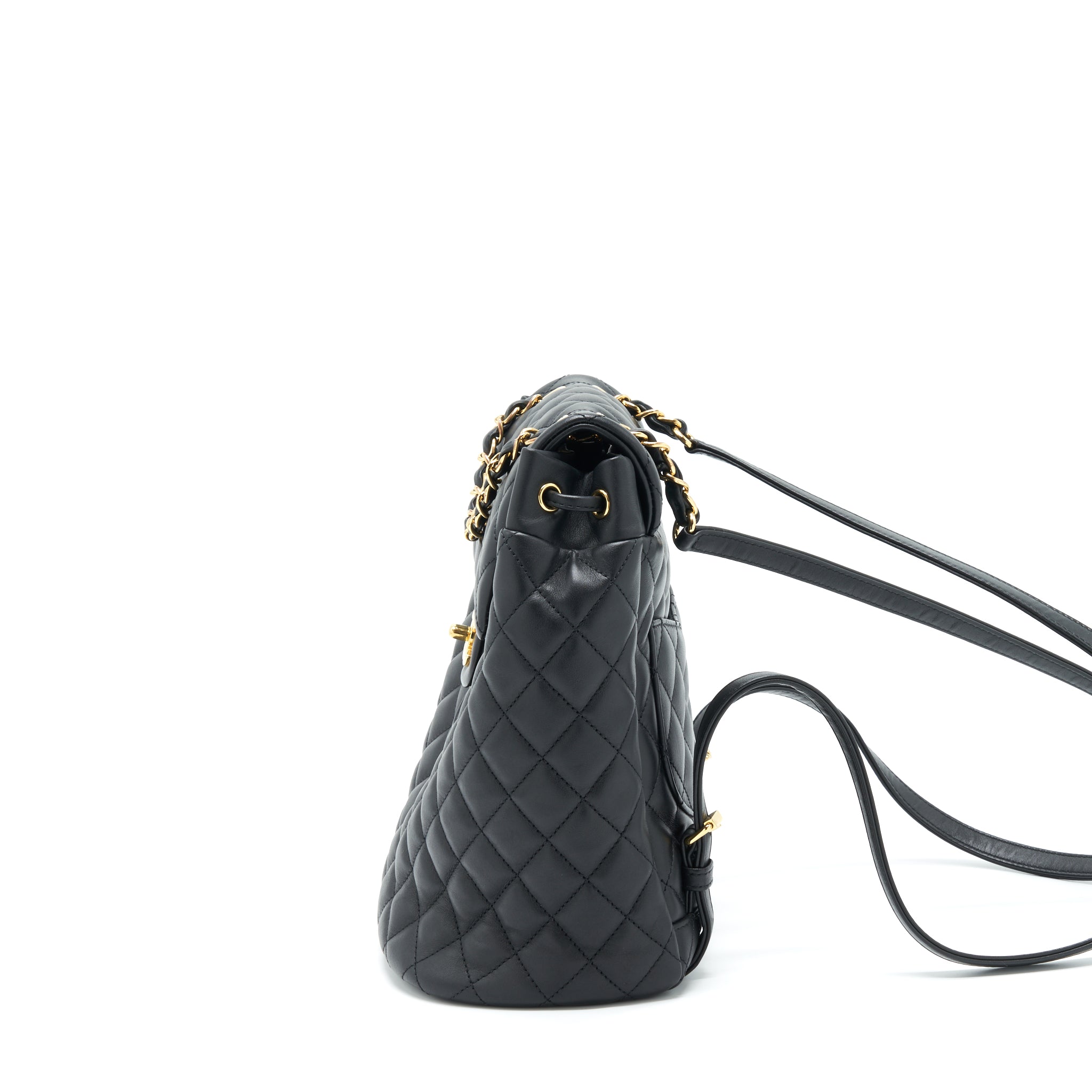 QUILTED BACKPACK CALFSKIN BLACK GHW
