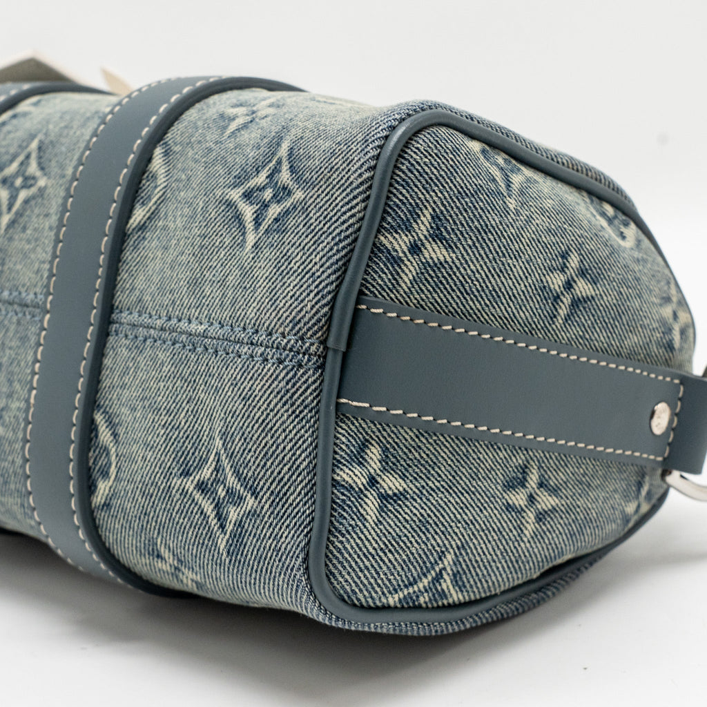 KEEPALL BANDOULIERE 25 WASHED DENIM CANVAS BLUE SHW