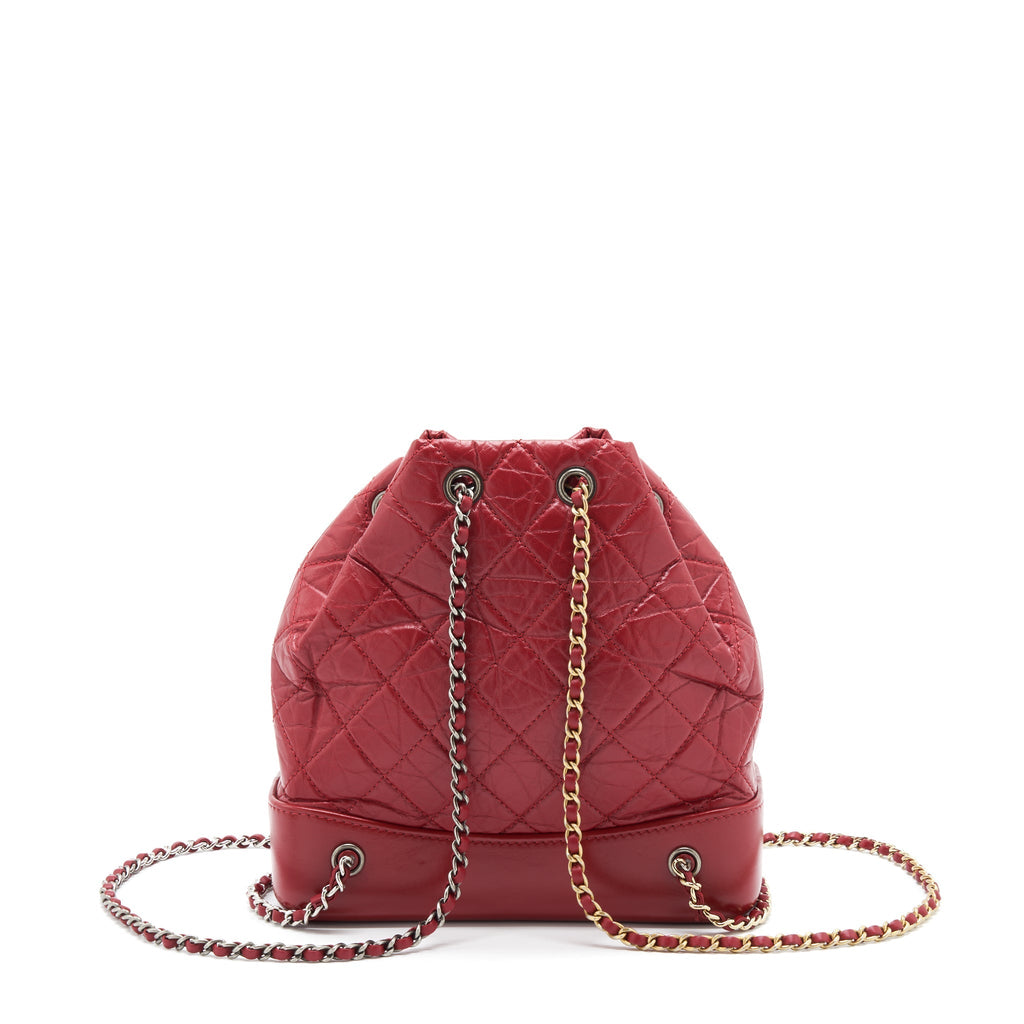 SMALL GABRIELLE BACKPACK AGED CALFSKIN RED WITH RUTHENIUM GOLD/SLIVER HARDWARE