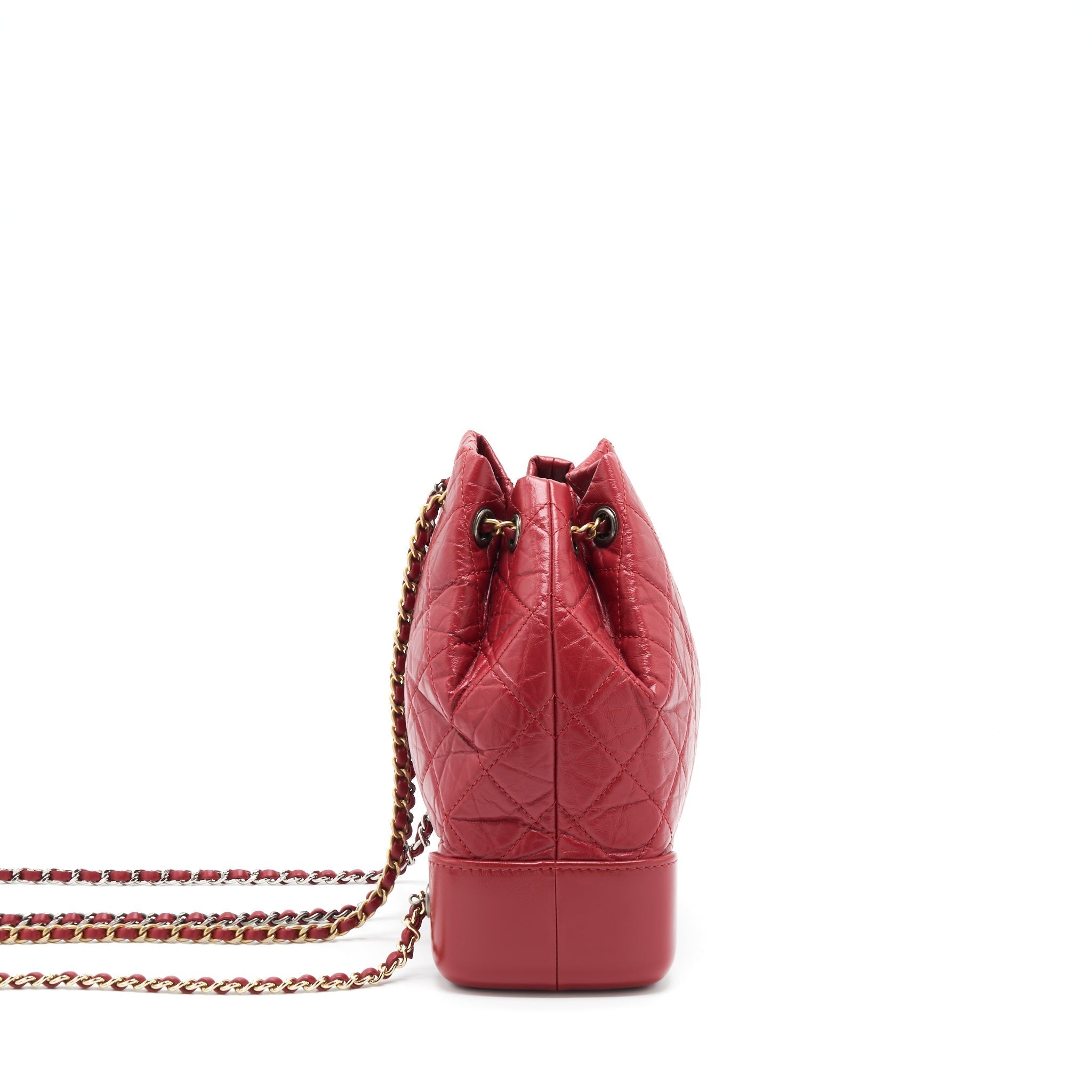 SMALL GABRIELLE BACKPACK AGED CALFSKIN RED WITH RUTHENIUM GOLD/SLIVER HARDWARE