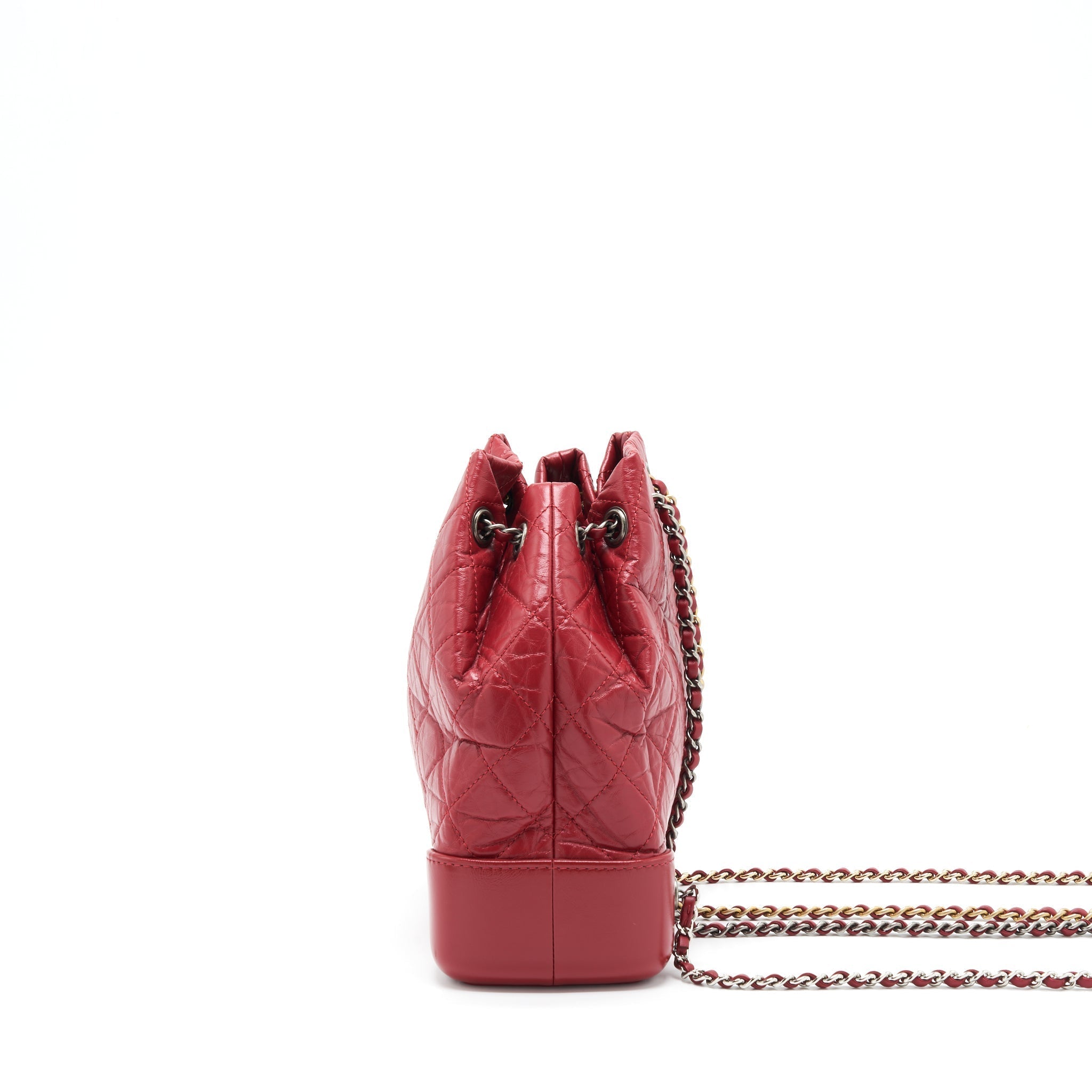 SMALL GABRIELLE BACKPACK AGED CALFSKIN RED WITH RUTHENIUM GOLD/SLIVER HARDWARE