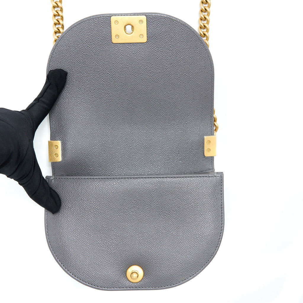 22A BOY MESSENGER BAG CAVIAR GREY GHW (MICROCHIP)