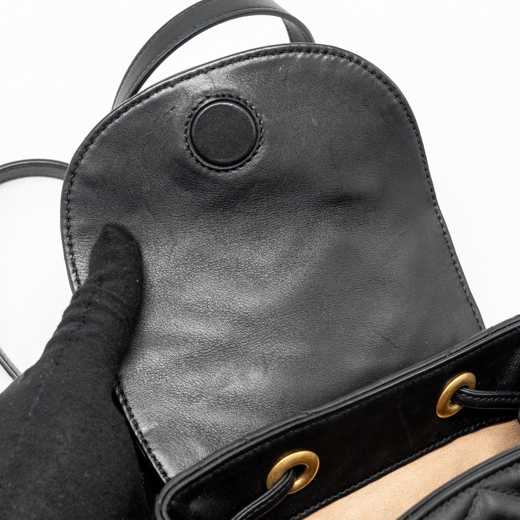GG MARMONT BACKPACK CALFSKIN BLACK GHW