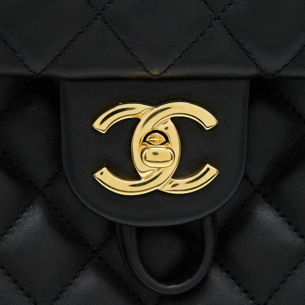 QUILTED BACKPACK CALFSKIN BLACK GHW