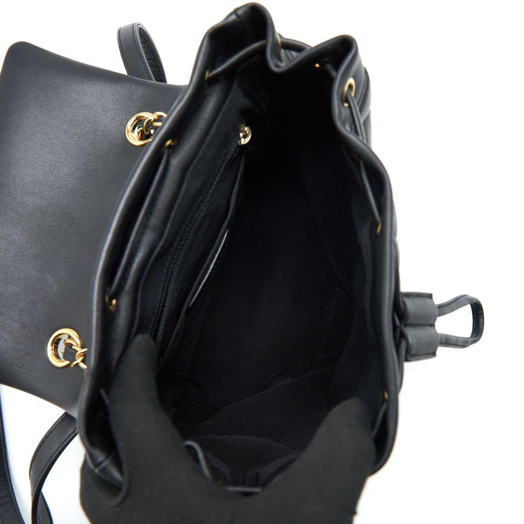 QUILTED BACKPACK CALFSKIN BLACK GHW