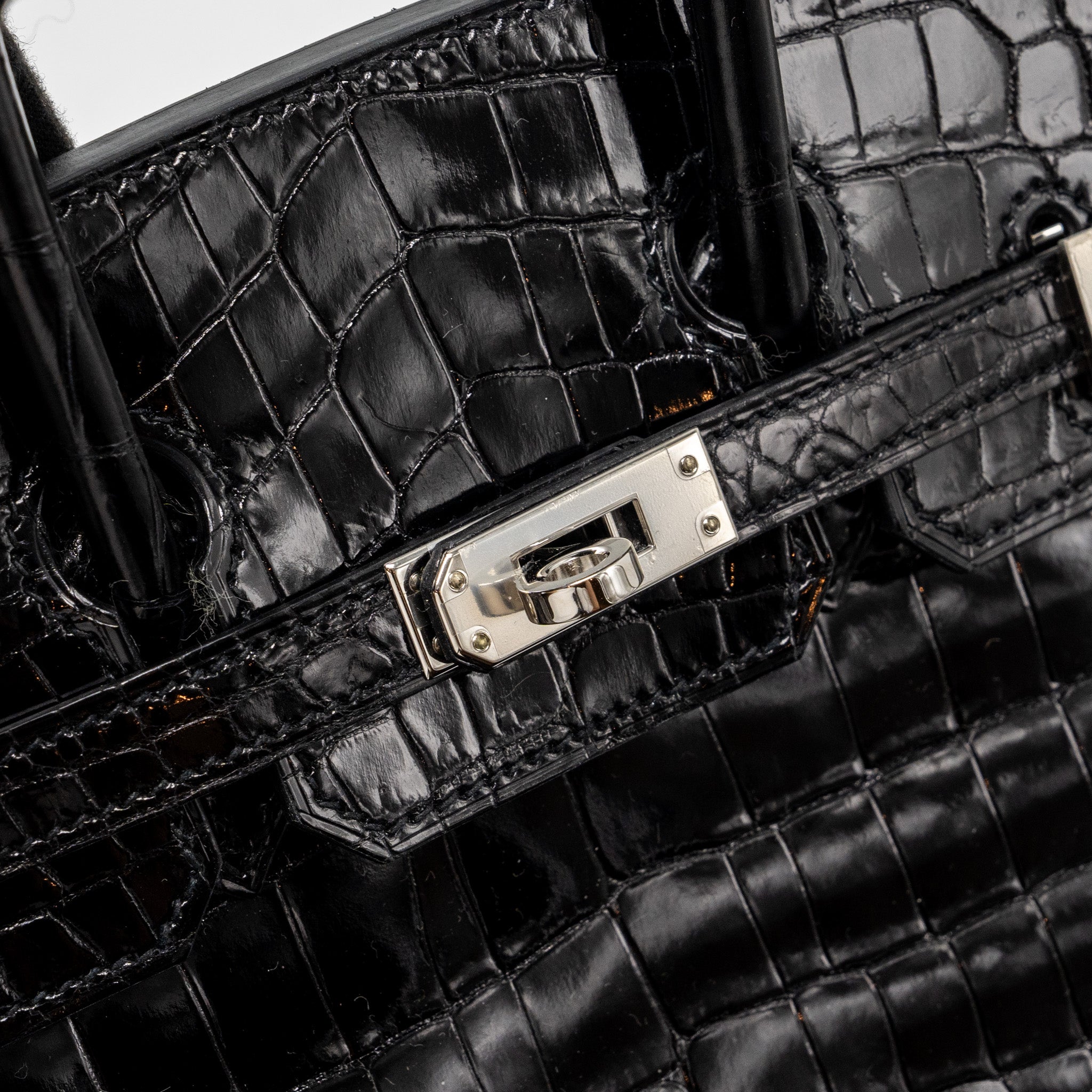 HERMES BIRKIN 25 SHINY CROCODILE NILOTICUS BLACK SHW
