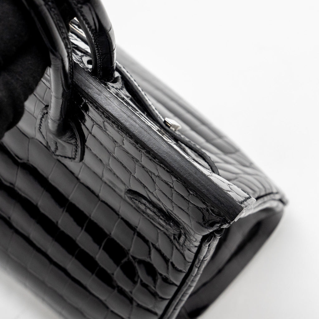 HERMES BIRKIN 25 SHINY CROCODILE NILOTICUS BLACK SHW