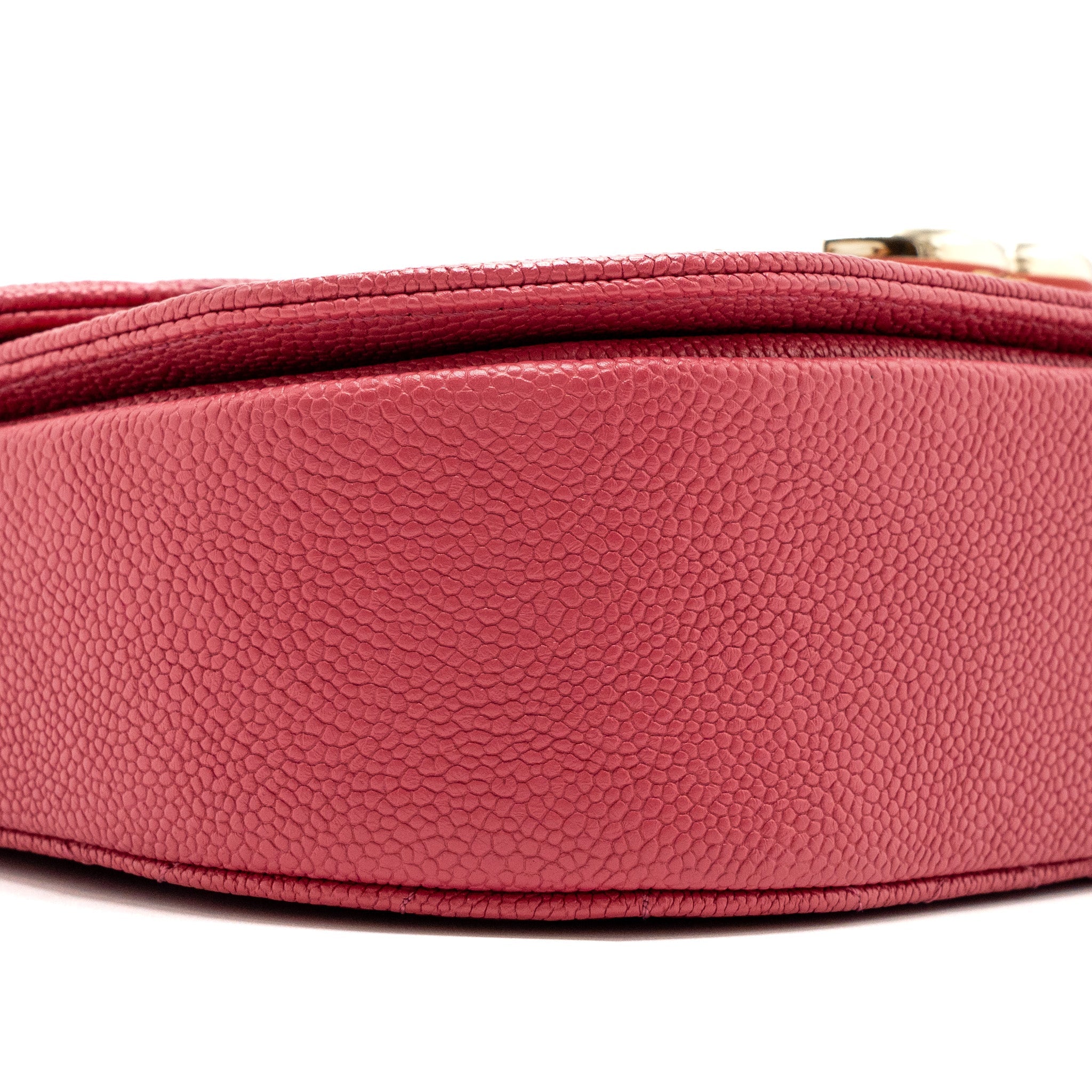 GIANT CC LOGO MESSENGER BAG GRAINED CALFSKIN PINK LGHW