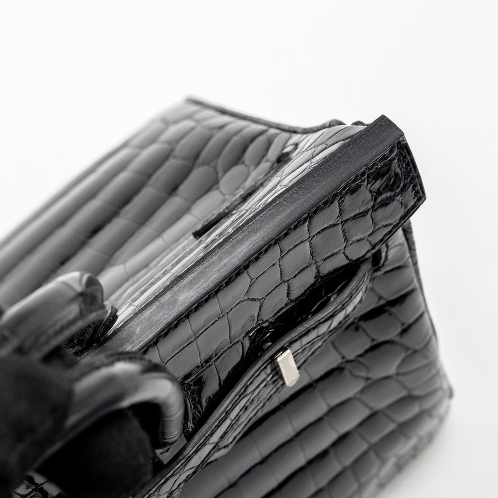 HERMES BIRKIN 25 SHINY CROCODILE NILOTICUS BLACK SHW