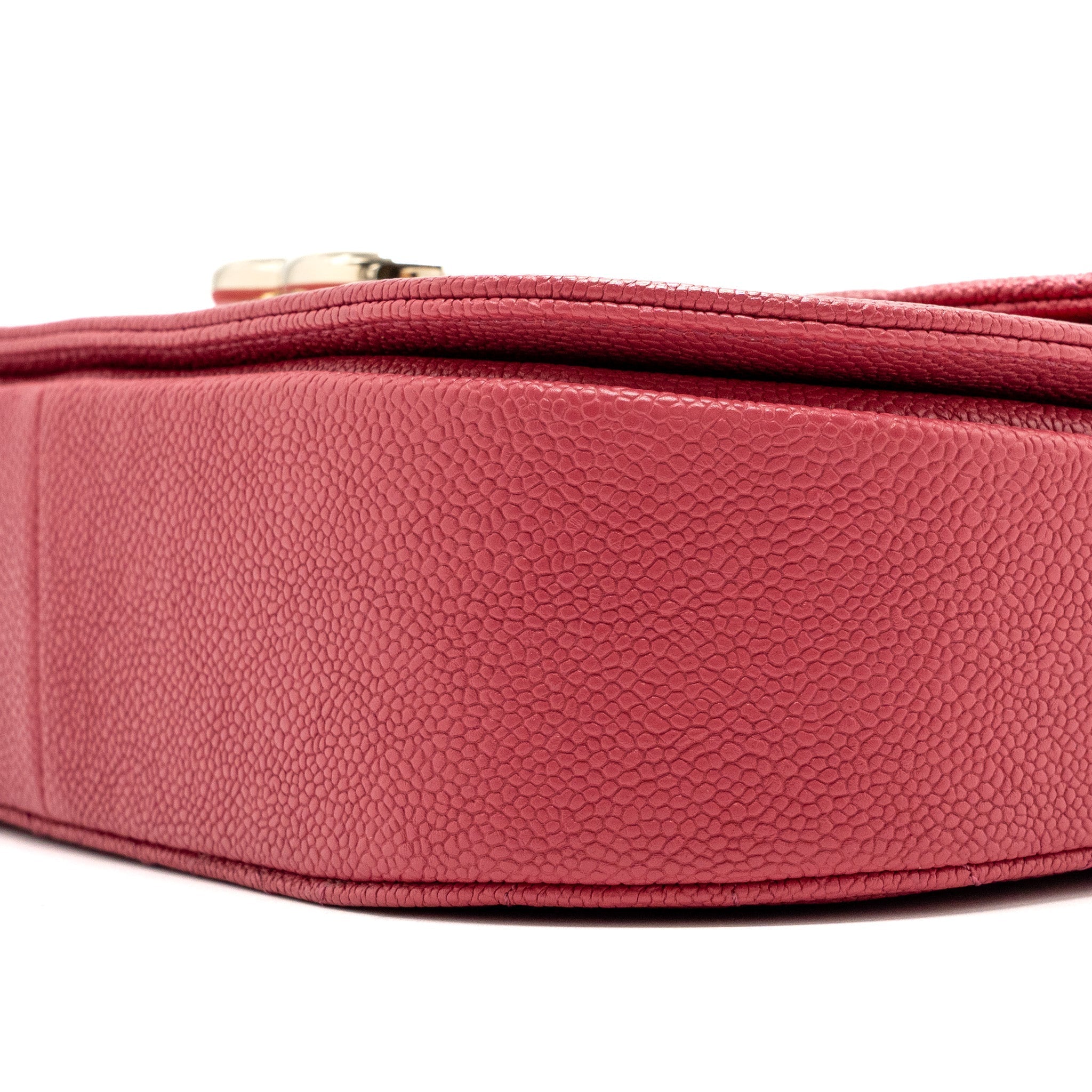 GIANT CC LOGO MESSENGER BAG GRAINED CALFSKIN PINK LGHW