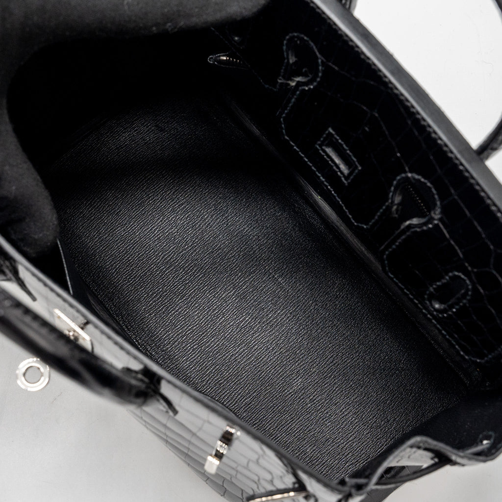 HERMES BIRKIN 25 SHINY CROCODILE NILOTICUS BLACK SHW