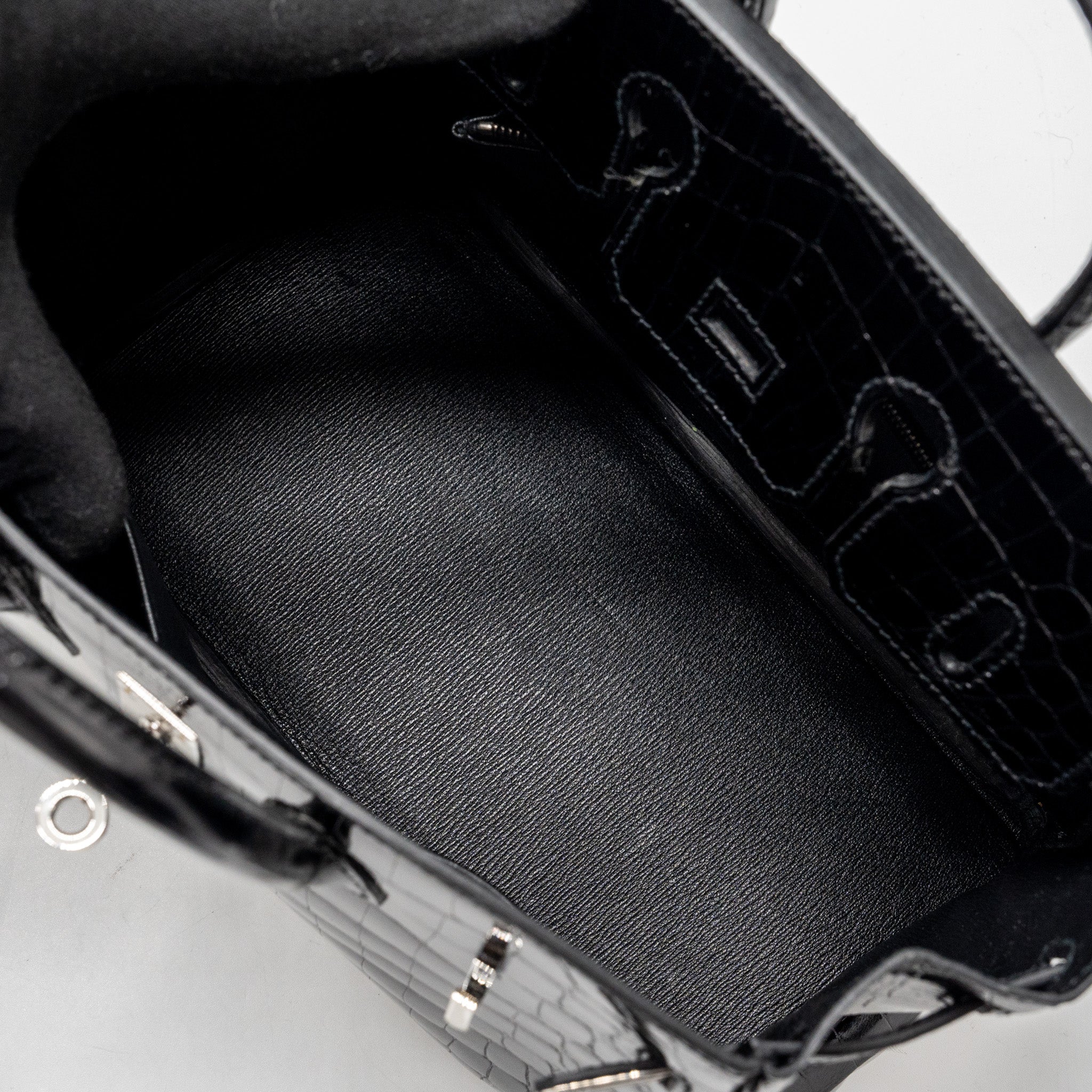 HERMES BIRKIN 25 SHINY CROCODILE NILOTICUS BLACK SHW