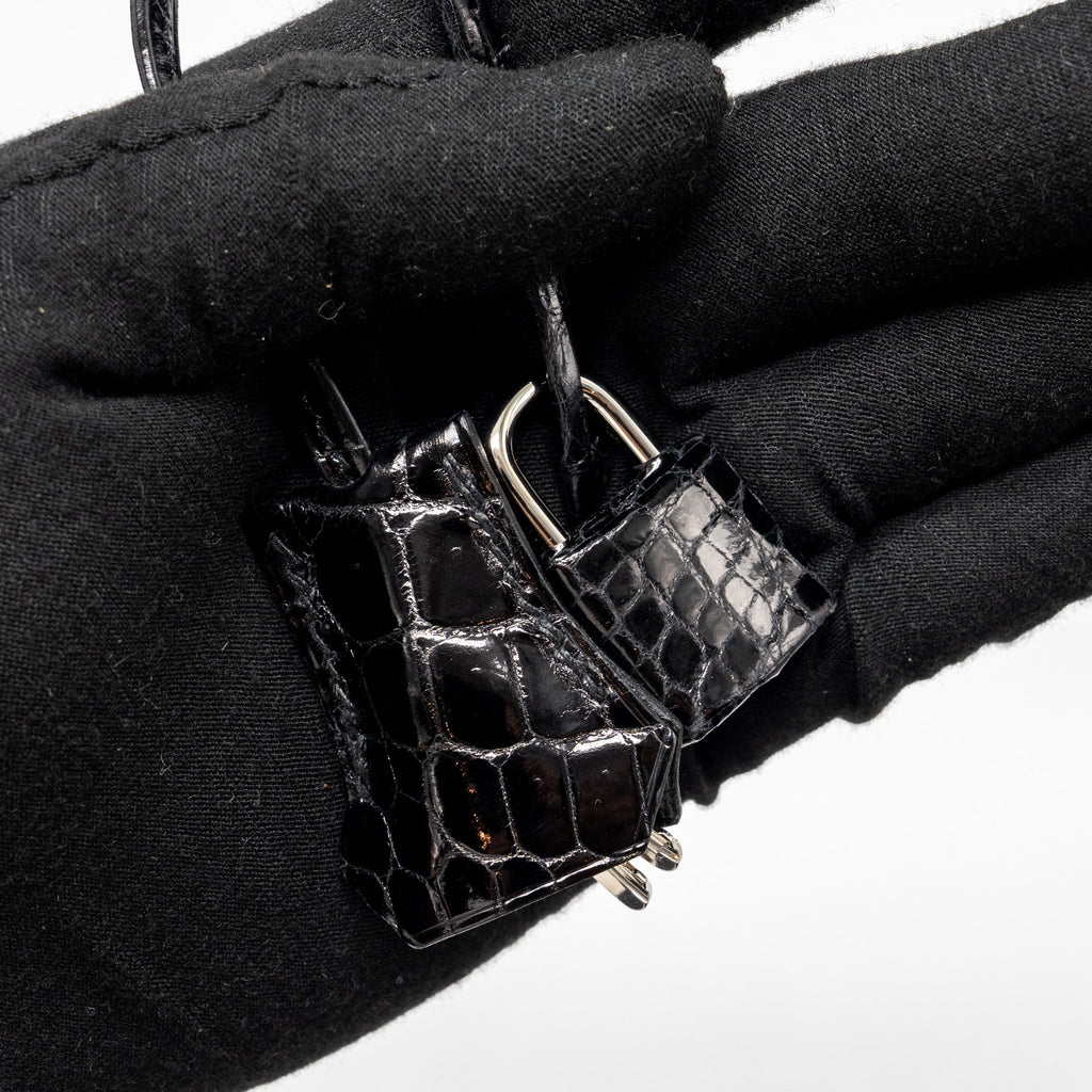 HERMES BIRKIN 25 SHINY CROCODILE NILOTICUS BLACK SHW