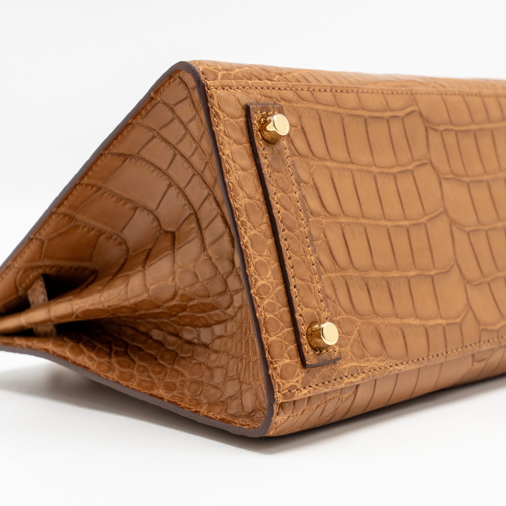 HERMES BIRKIN 20 ALLIGATOR MISSISSIPPIENSIS MAT GOLD GHW
