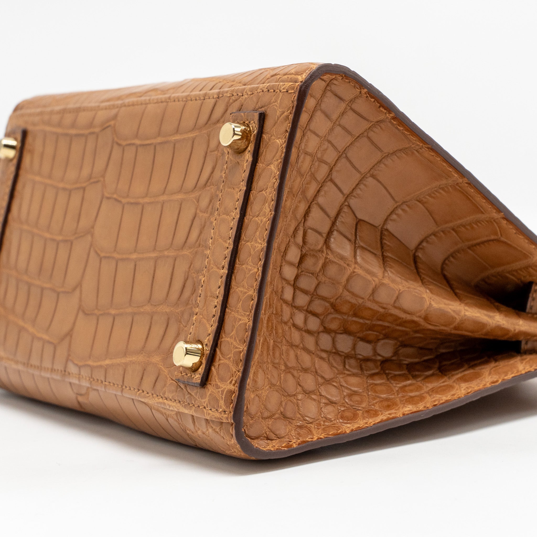 HERMES BIRKIN 20 ALLIGATOR MISSISSIPPIENSIS MAT GOLD GHW