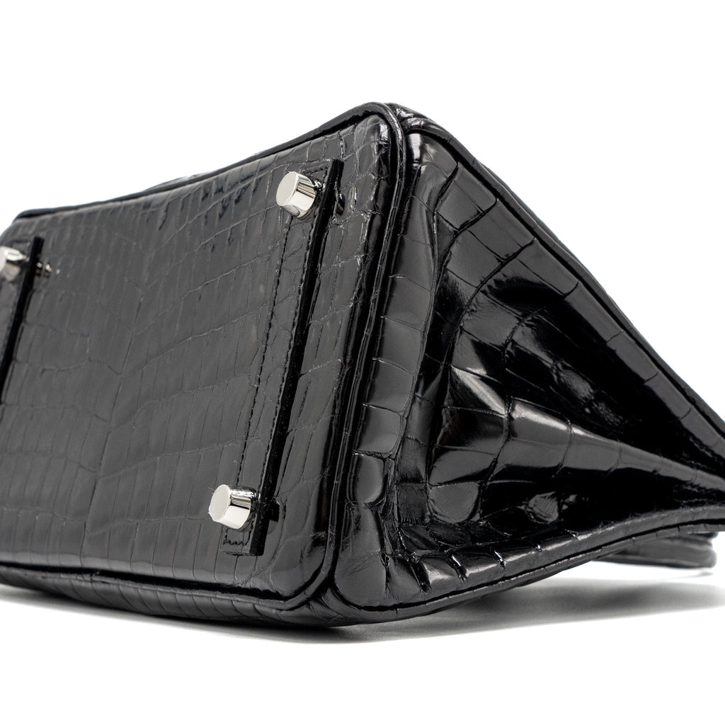 HERMES BIRKIN 25 SHINY CROCODILE NILOTICUS BLACK SHW