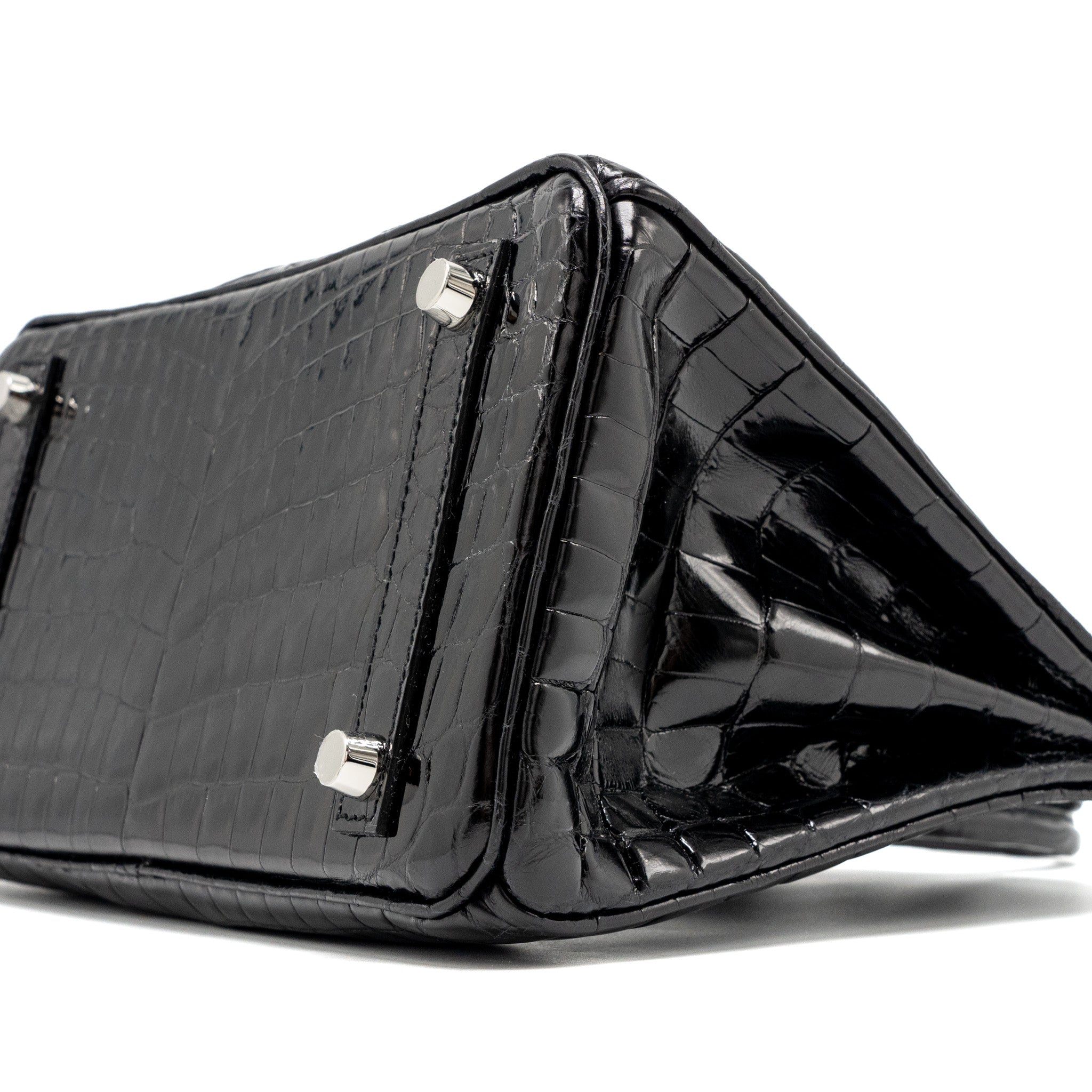 HERMES BIRKIN 25 SHINY CROCODILE NILOTICUS BLACK SHW