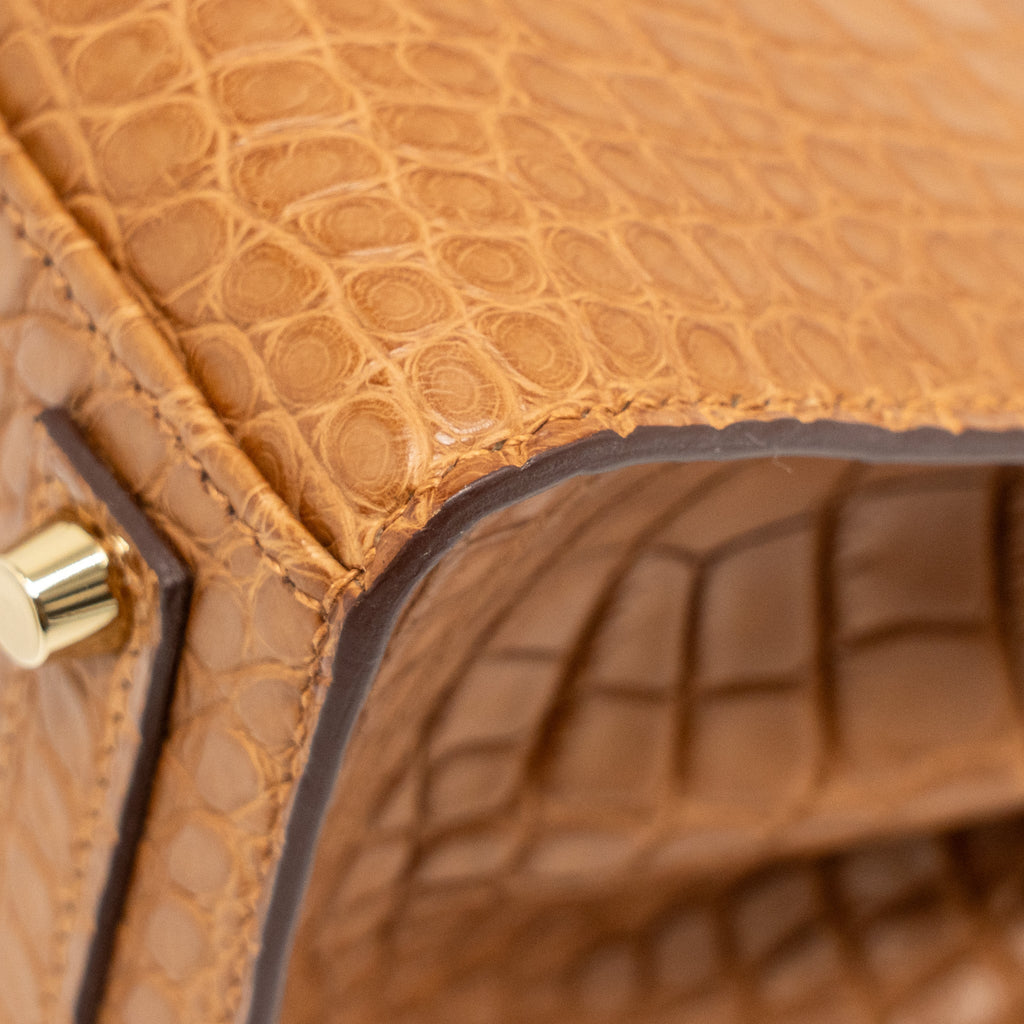 HERMES BIRKIN 20 ALLIGATOR MISSISSIPPIENSIS MAT GOLD GHW