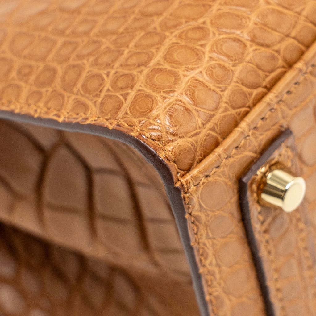 HERMES BIRKIN 20 ALLIGATOR MISSISSIPPIENSIS MAT GOLD GHW