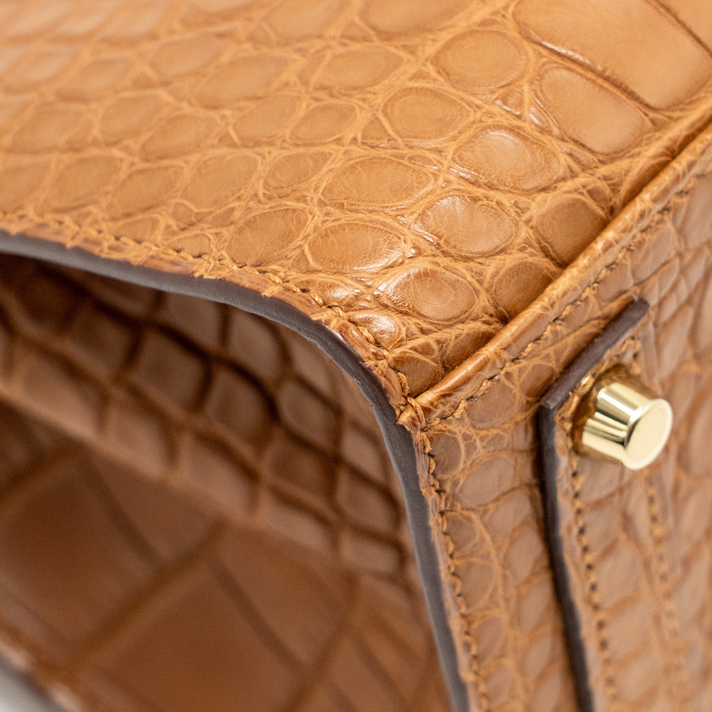 HERMES BIRKIN 20 ALLIGATOR MISSISSIPPIENSIS MAT GOLD GHW