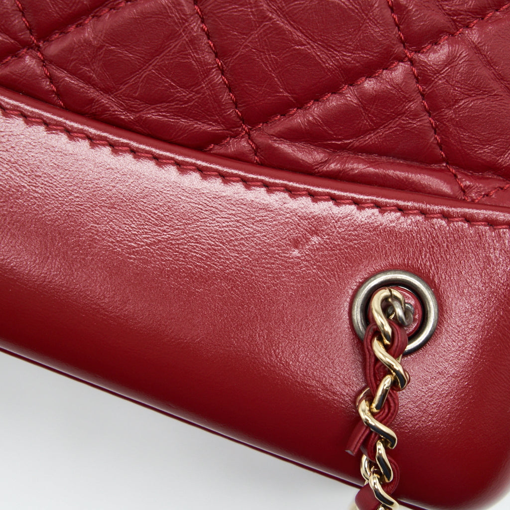 SMALL GABRIELLE BACKPACK AGED CALFSKIN RED WITH RUTHENIUM GOLD/SLIVER HARDWARE
