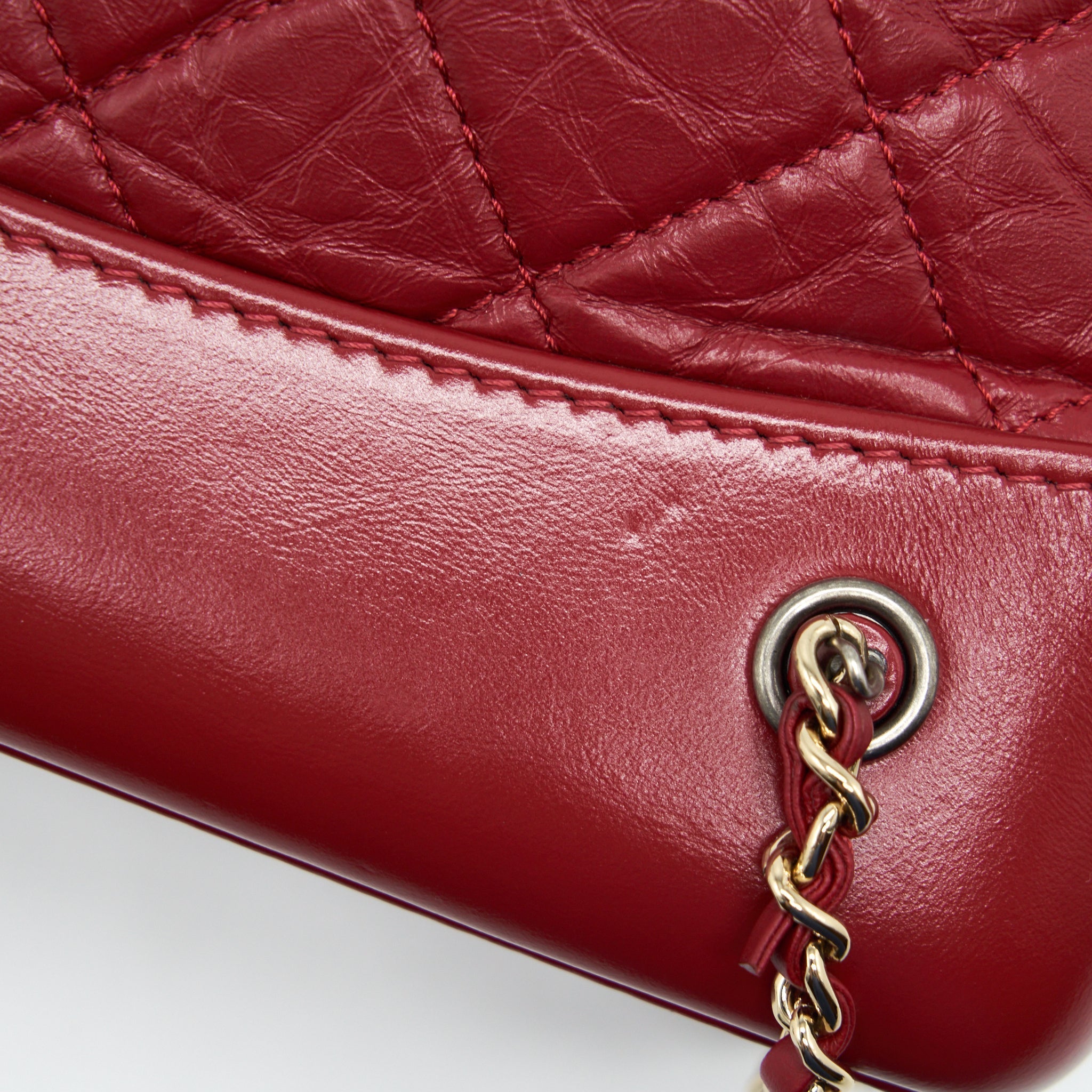 SMALL GABRIELLE BACKPACK AGED CALFSKIN RED WITH RUTHENIUM GOLD/SLIVER HARDWARE
