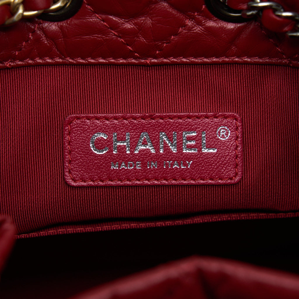SMALL GABRIELLE BACKPACK AGED CALFSKIN RED WITH RUTHENIUM GOLD/SLIVER HARDWARE