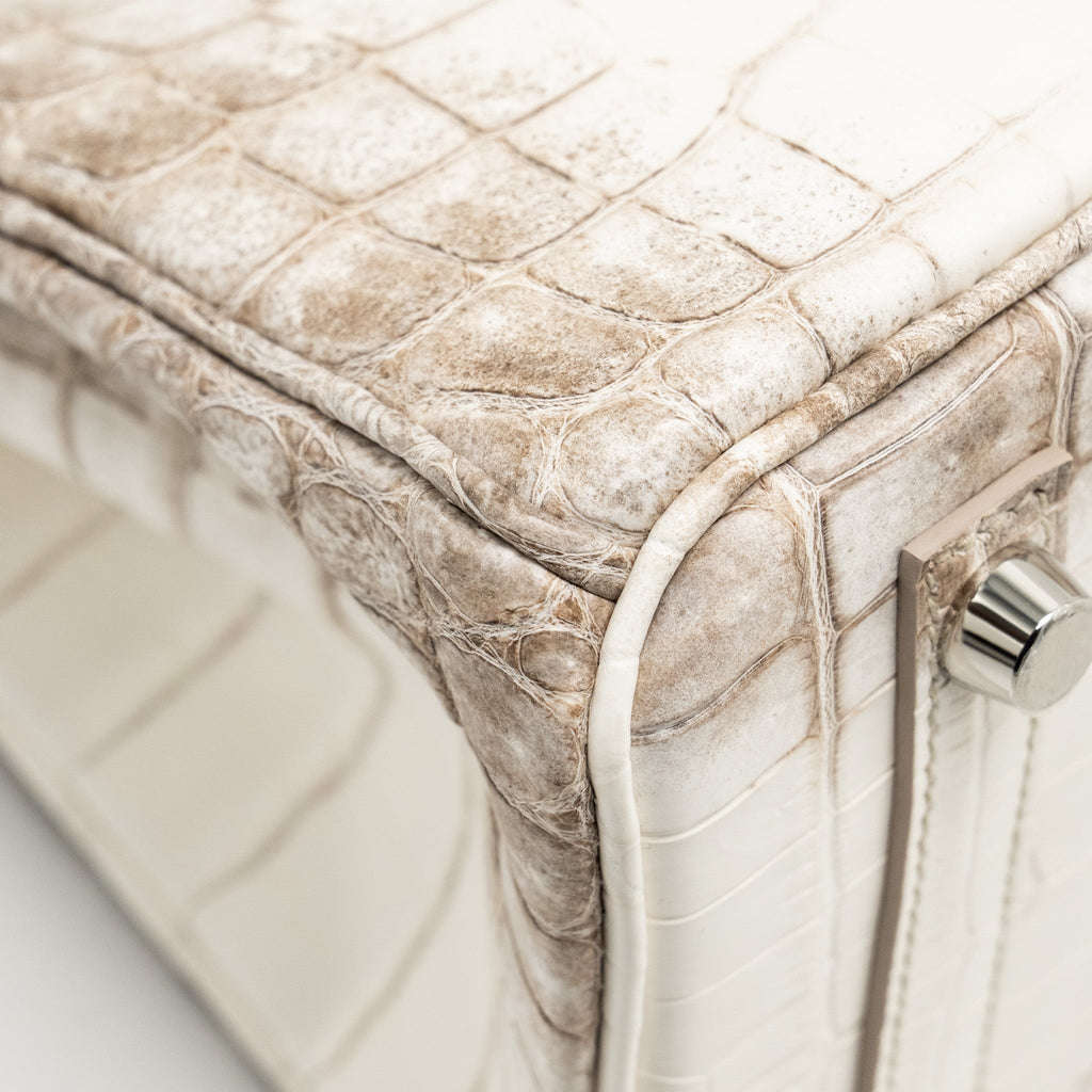 HERMES BIRKIN 25 CROCODILE NILOTICUS HIMALAYA BLANC SHW