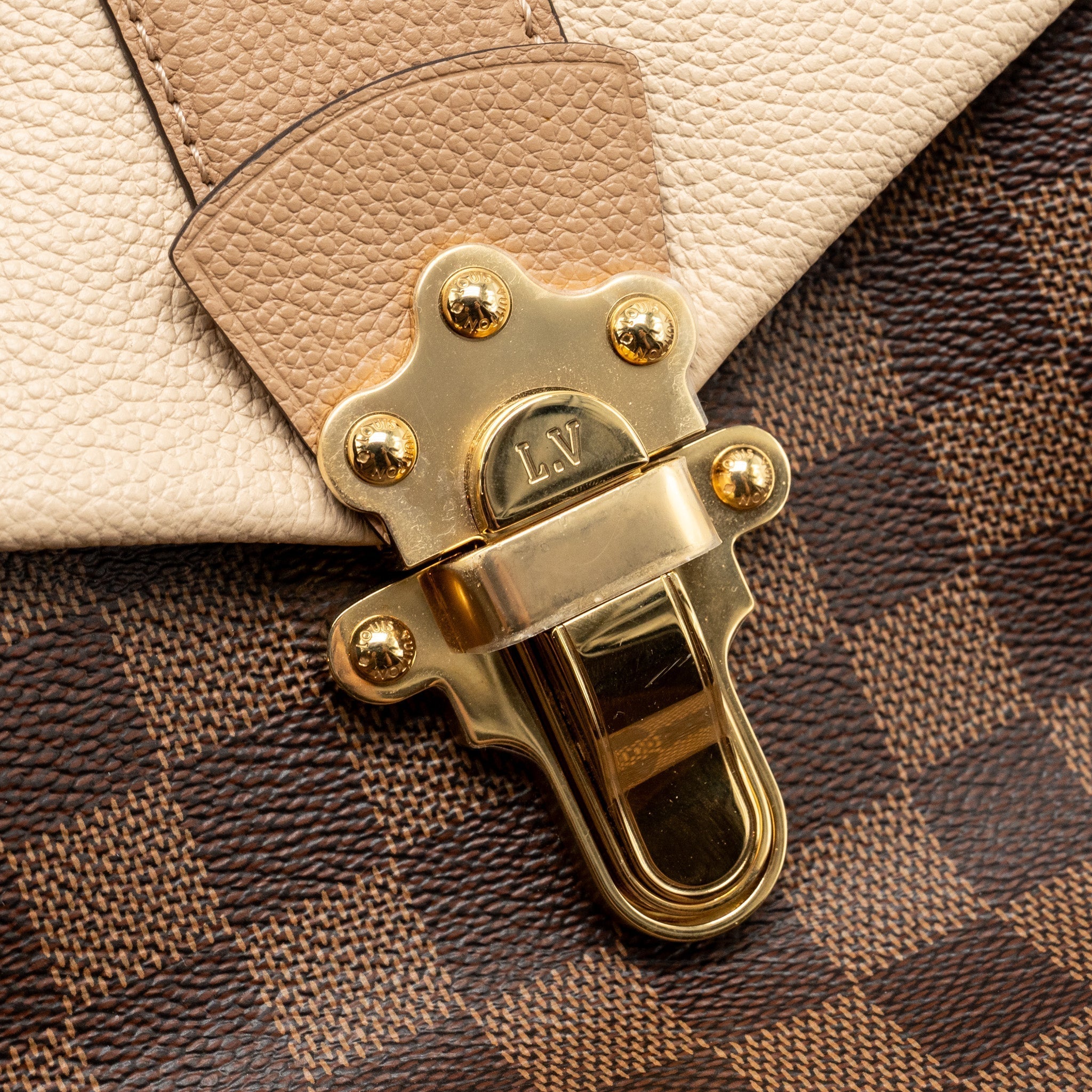 CLAPTON BACKPACK DAMIER EBENE CANVAS/LEATHER LIGHT PINK GHW