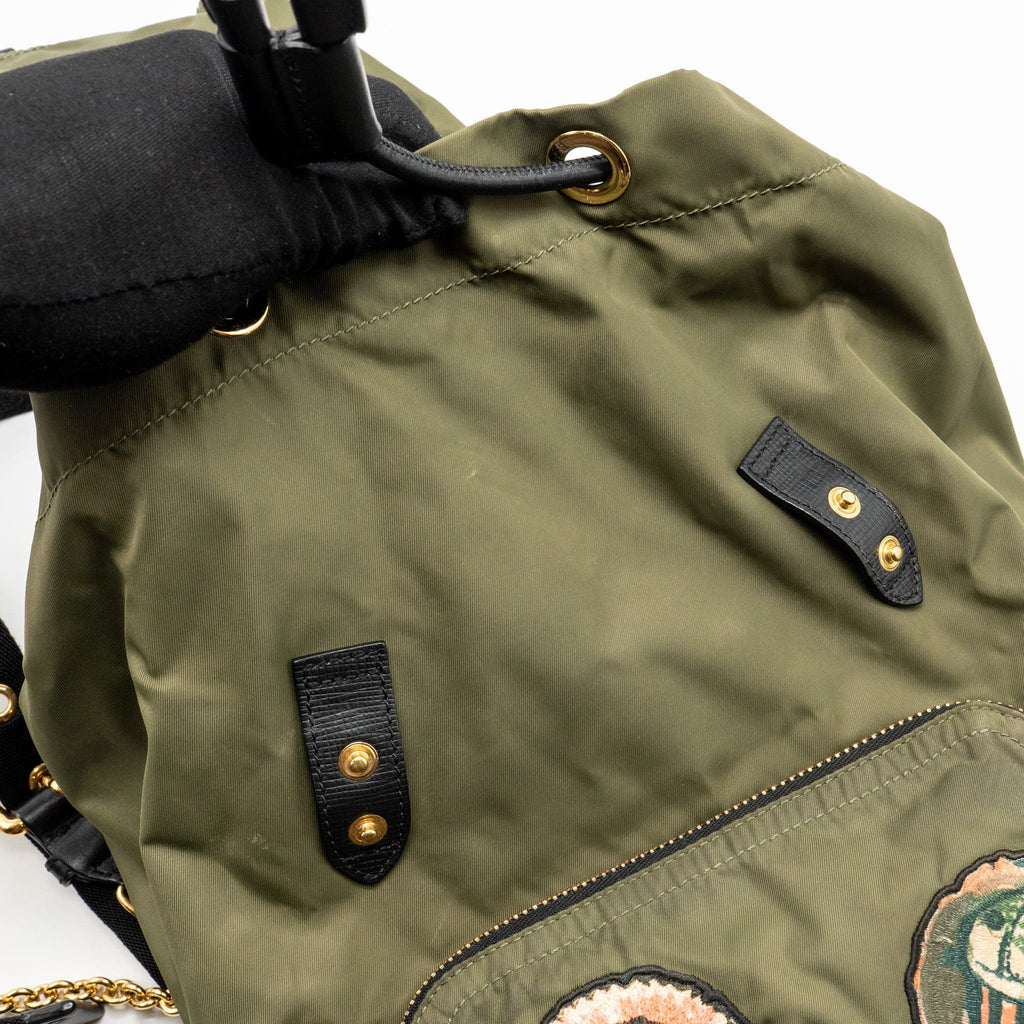PATCHES RUCKSACK MEDIUM BACKPACK NYLON DARK GREEN GHW