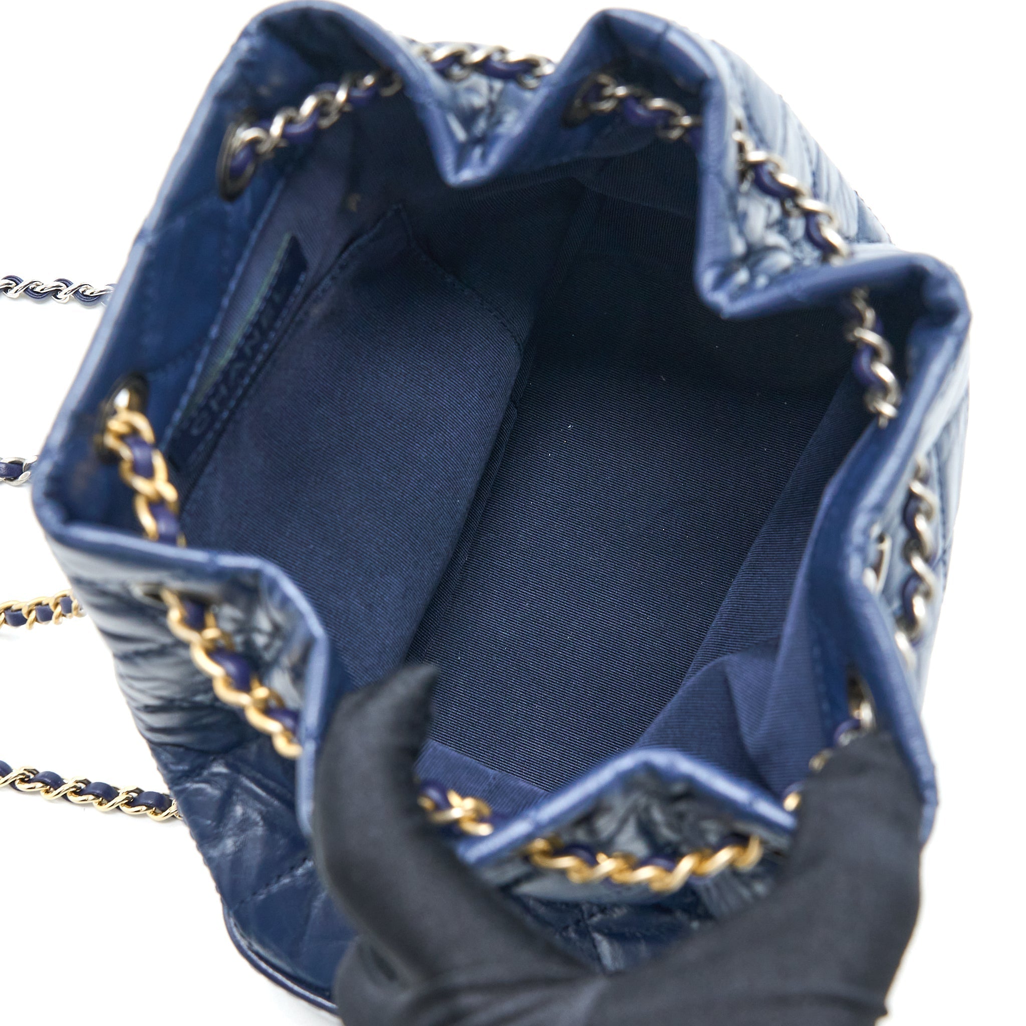 SMALL GABRIELLE BACKPACK CALFSKIN DARK BLUE MULTICOLOUR HARDWARE