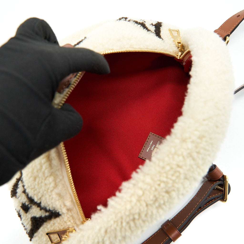 BUMBAG MONOGRAM TEDDY FLEECE BEIGE/BROWN