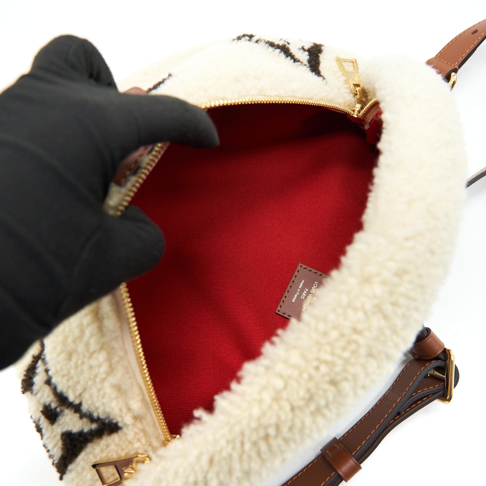 BUMBAG MONOGRAM TEDDY FLEECE BEIGE/BROWN
