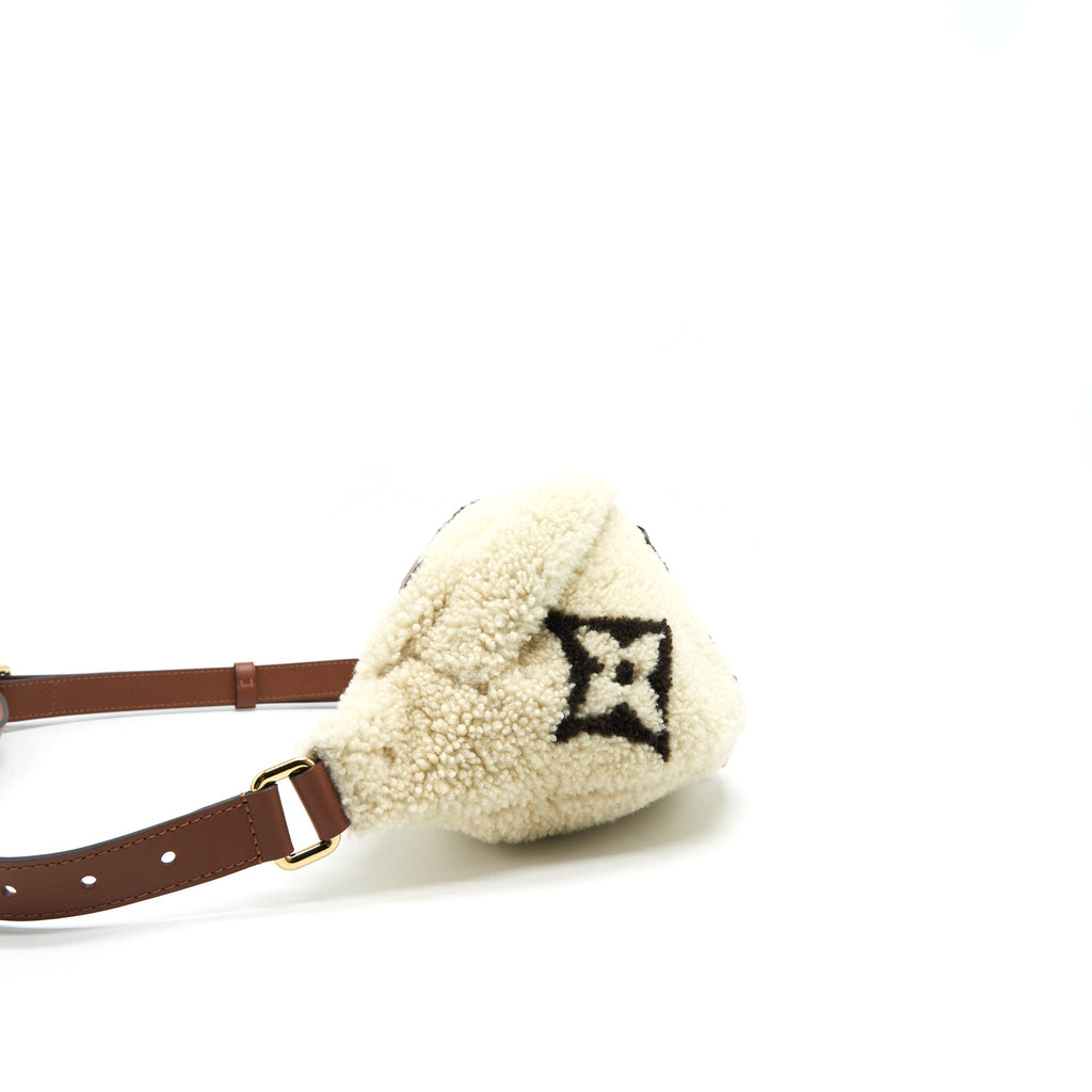 BUMBAG MONOGRAM TEDDY FLEECE BEIGE/BROWN