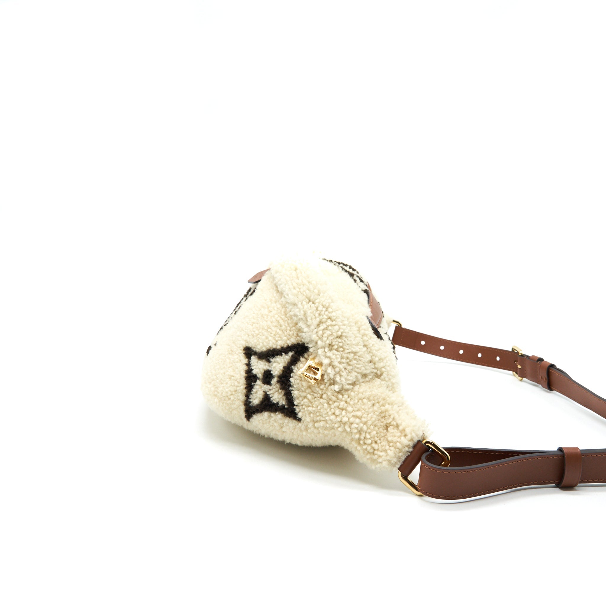 BUMBAG MONOGRAM TEDDY FLEECE BEIGE/BROWN