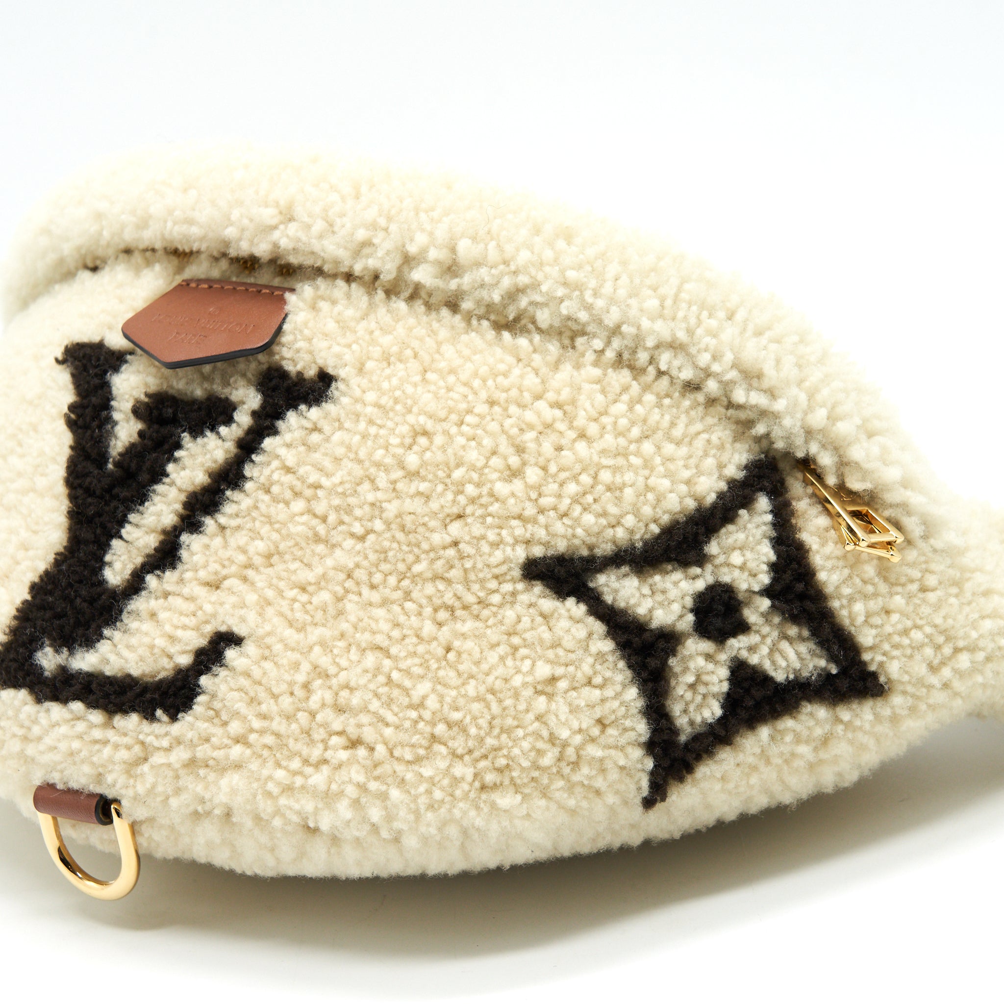 BUMBAG MONOGRAM TEDDY FLEECE BEIGE/BROWN