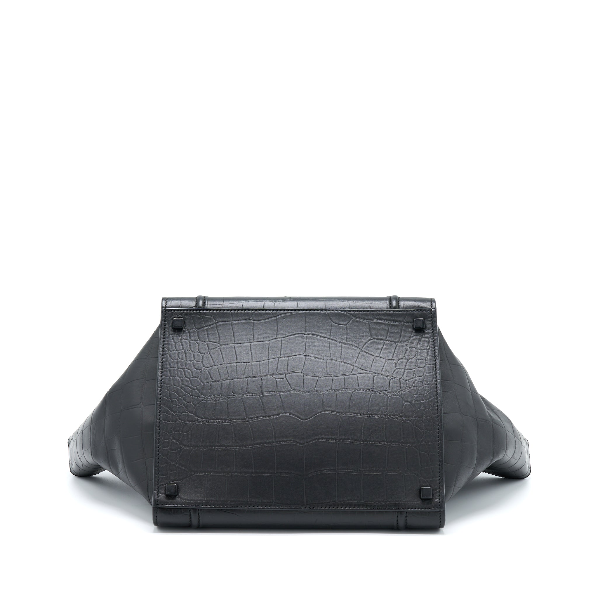LARGE PHANTOM LUGGAGE BAG CROC-EMBOSSED CALFSKIN BLACK