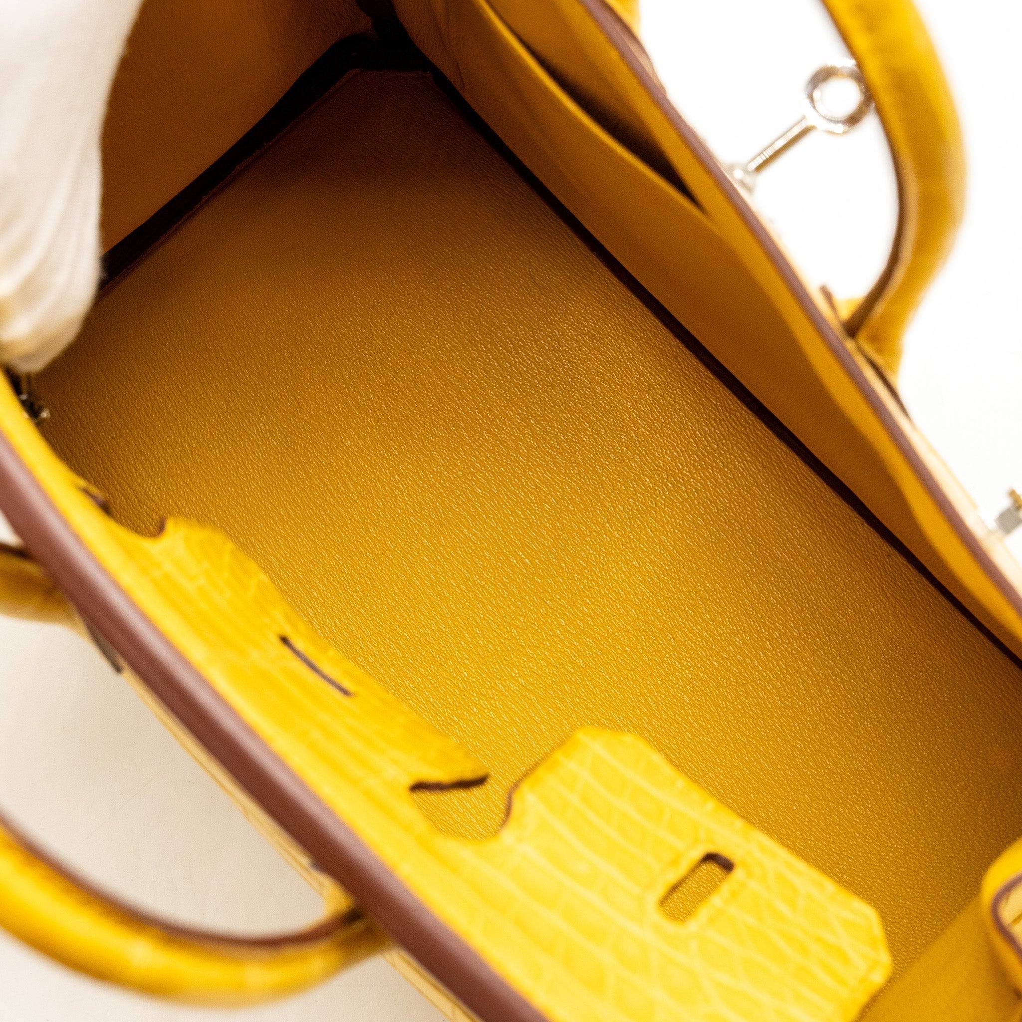 HERMES BIRKIN 25 ALLIGATOR MISSISSIPPIENSIS MAT 9D JAUNE AMBRE SHW
