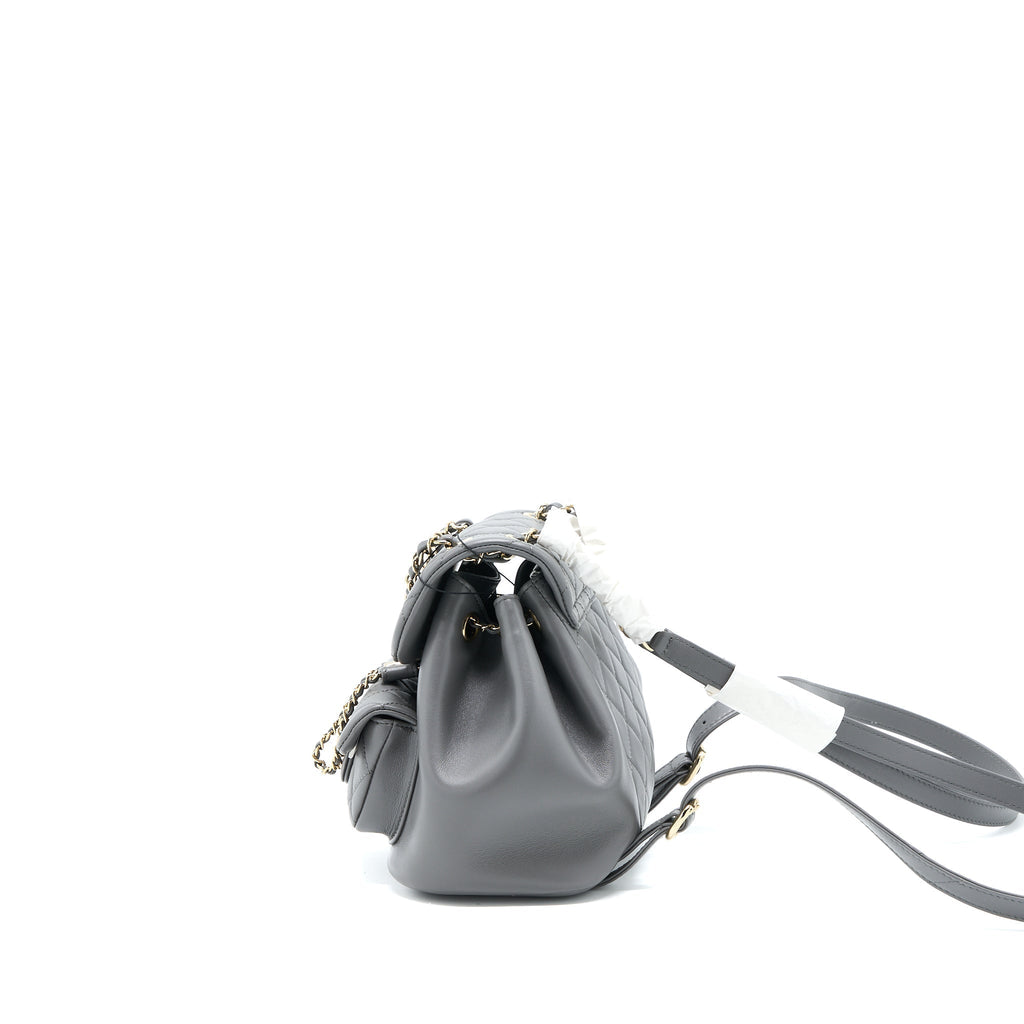 22A MIMI DUMA BACKPACK LAMBSKIN DARK GREY LGHW (MICROCHIP)