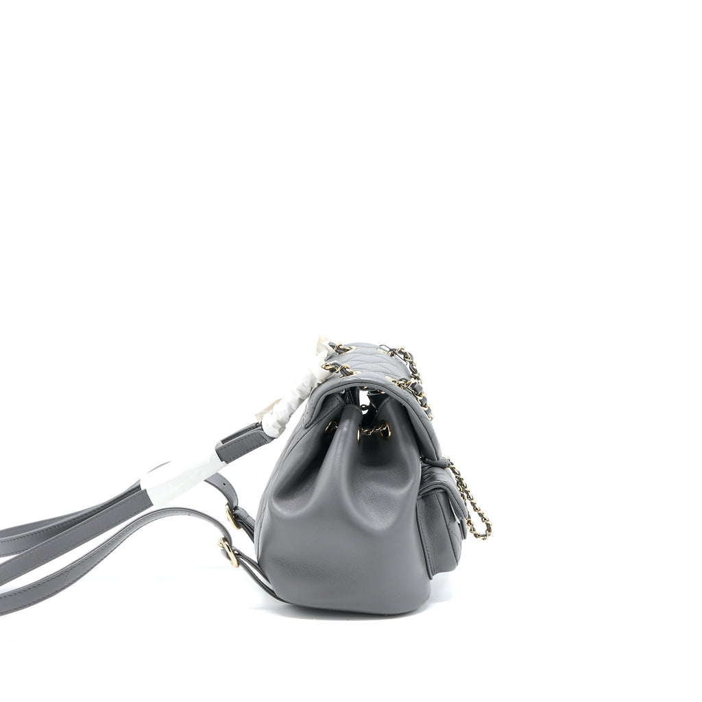 22A MIMI DUMA BACKPACK LAMBSKIN DARK GREY LGHW (MICROCHIP)