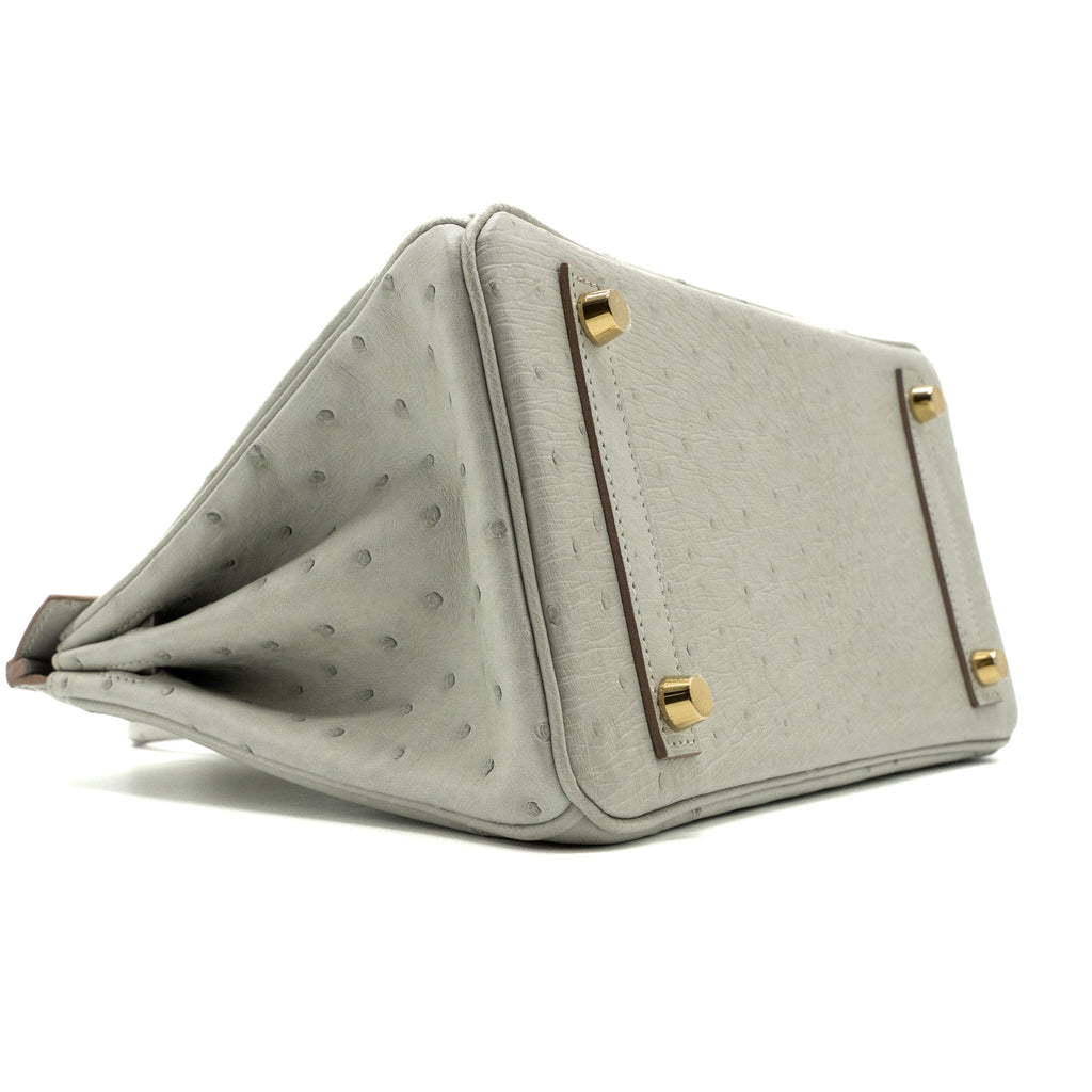 HERMES BIRKIN 25 OSTRICH GRIS PERLE GHW