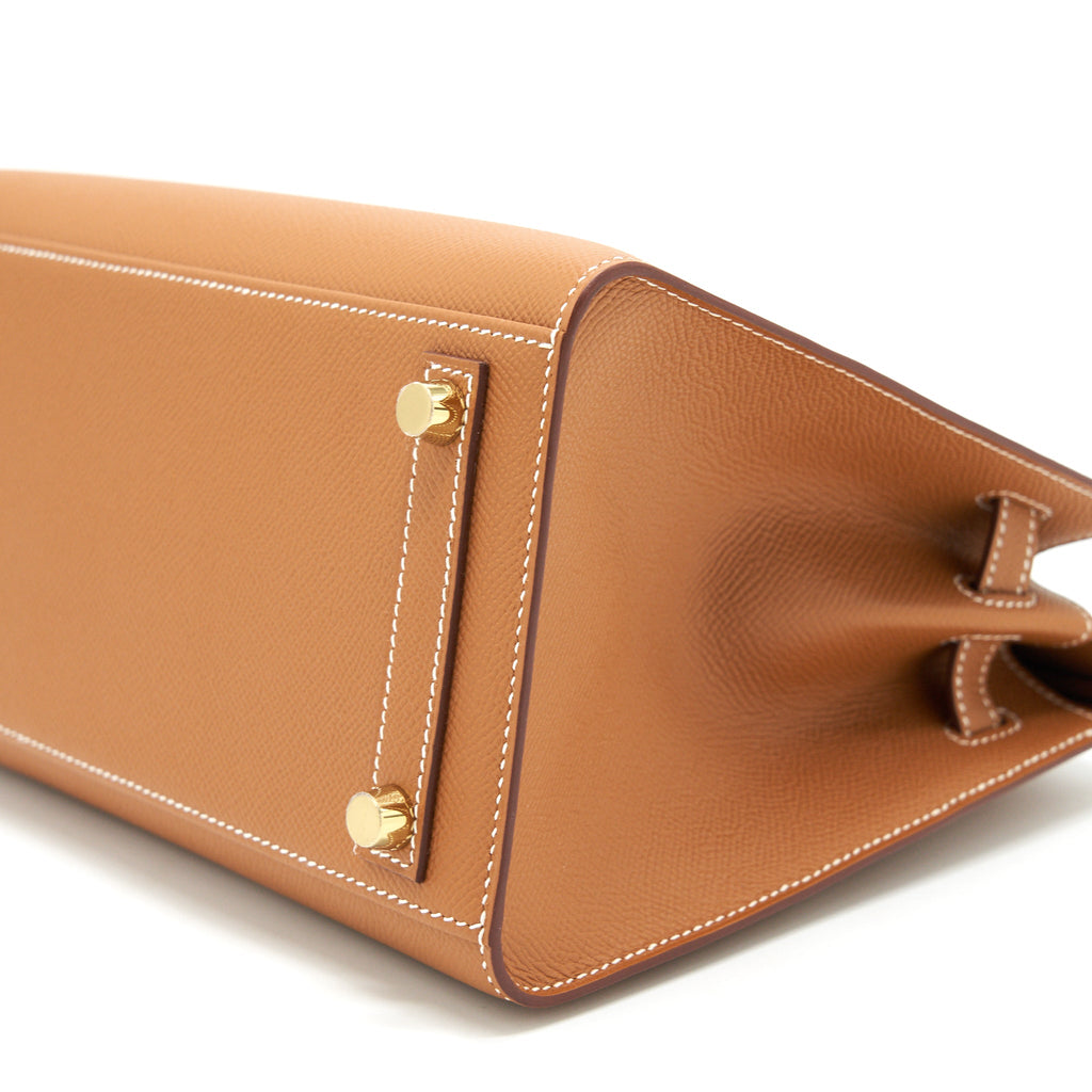 HERMES BIRKIN 25 SELLIER GOLD WITH GHW EPSOM LEATHER