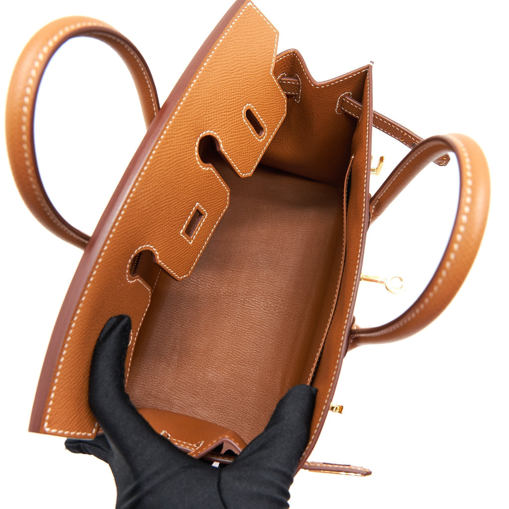 HERMES BIRKIN 25 SELLIER GOLD WITH GHW EPSOM LEATHER