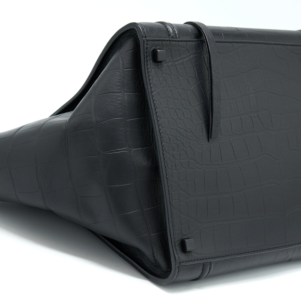 LARGE PHANTOM LUGGAGE BAG CROC-EMBOSSED CALFSKIN BLACK