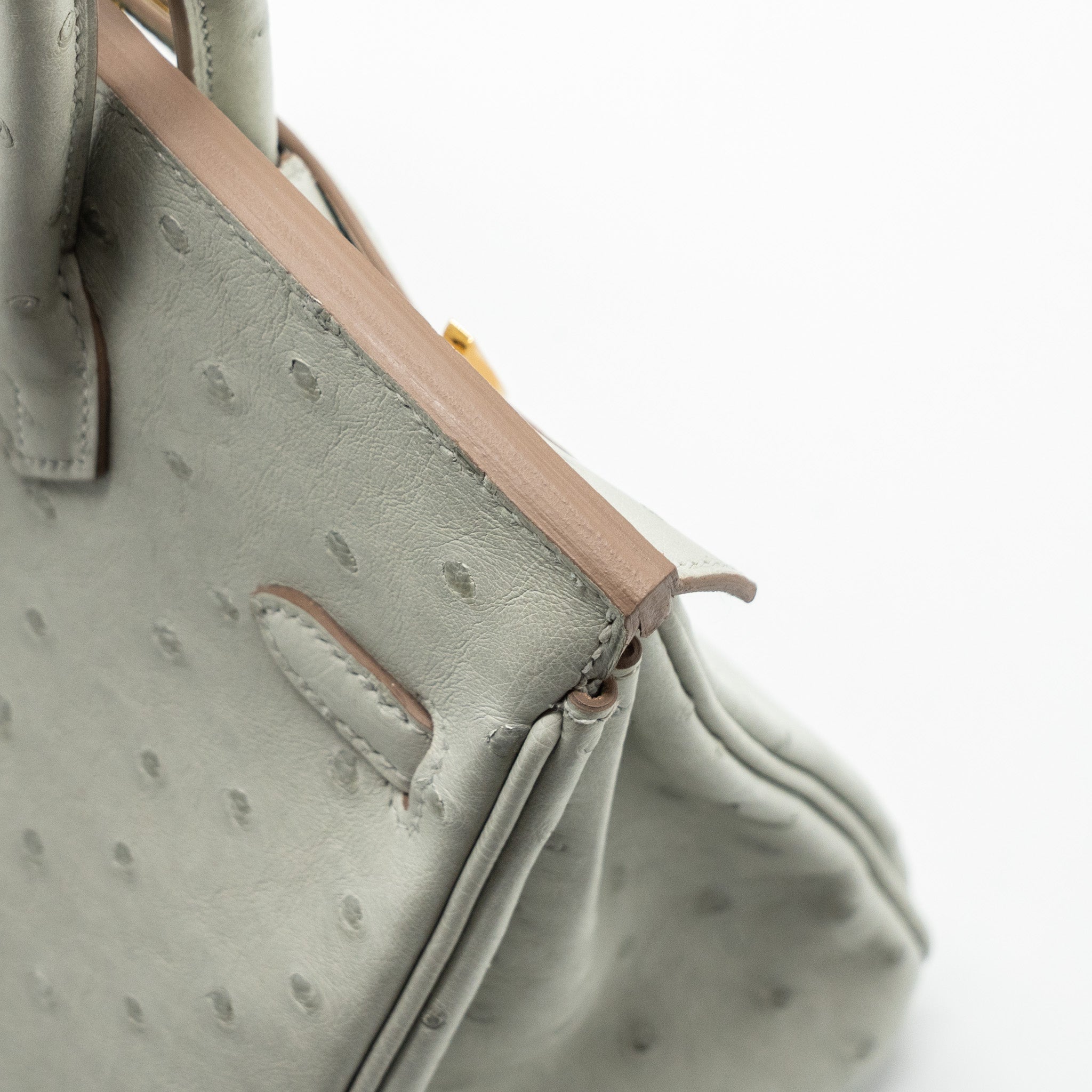 HERMES BIRKIN 25 OSTRICH GRIS PERLE GHW