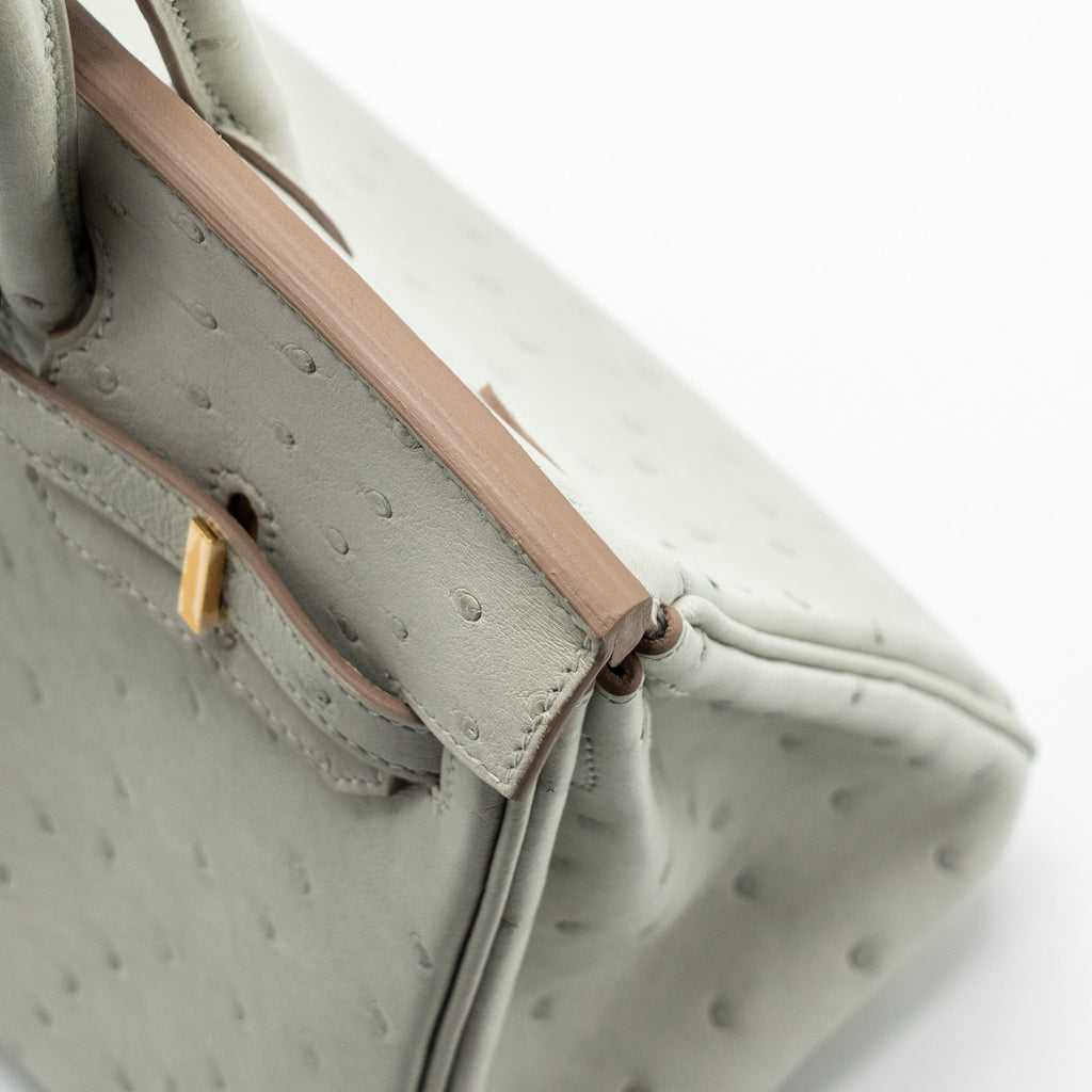 HERMES BIRKIN 25 OSTRICH GRIS PERLE GHW